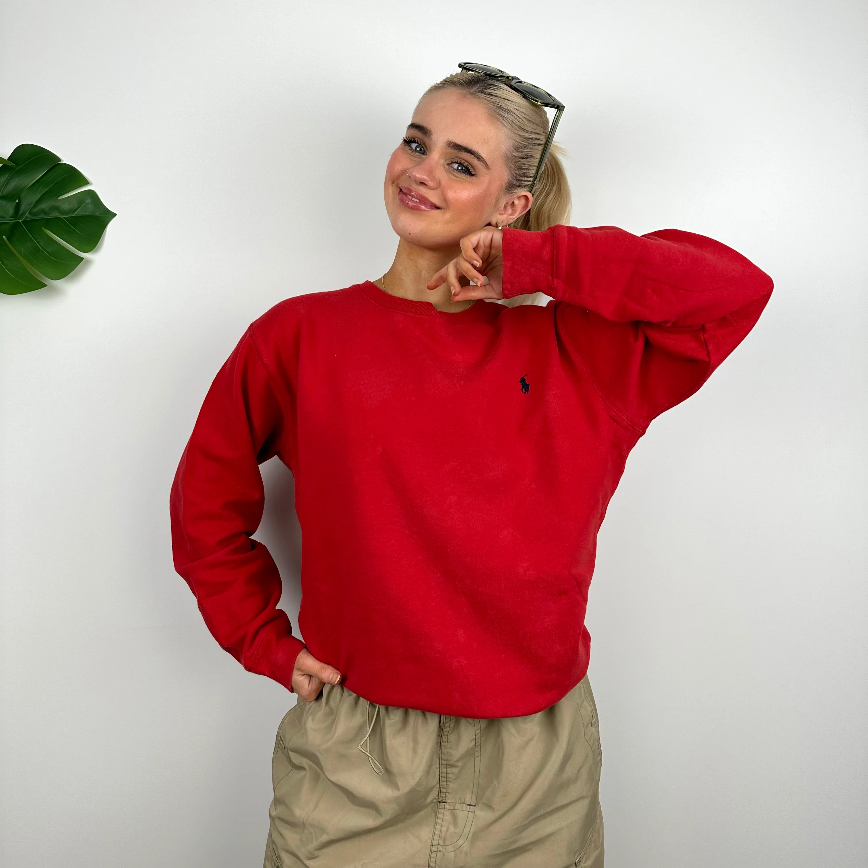 Polo Ralph Lauren RARE Red Embroidered Logo Sweatshirt (S) - Image 5