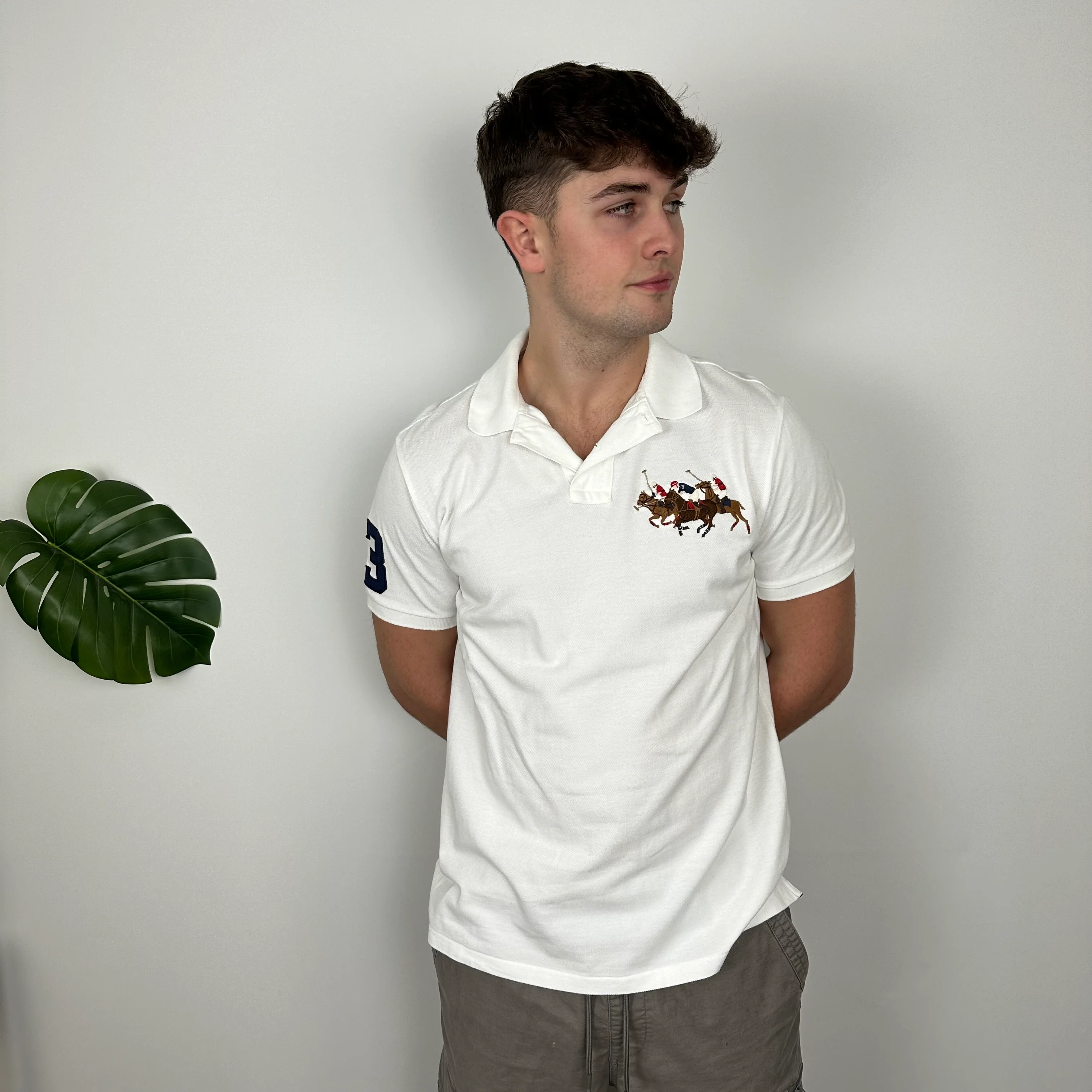 Polo Ralph Lauren RARE White Embroidered Spell Out Logo Polo Shirt (L) - Image 3