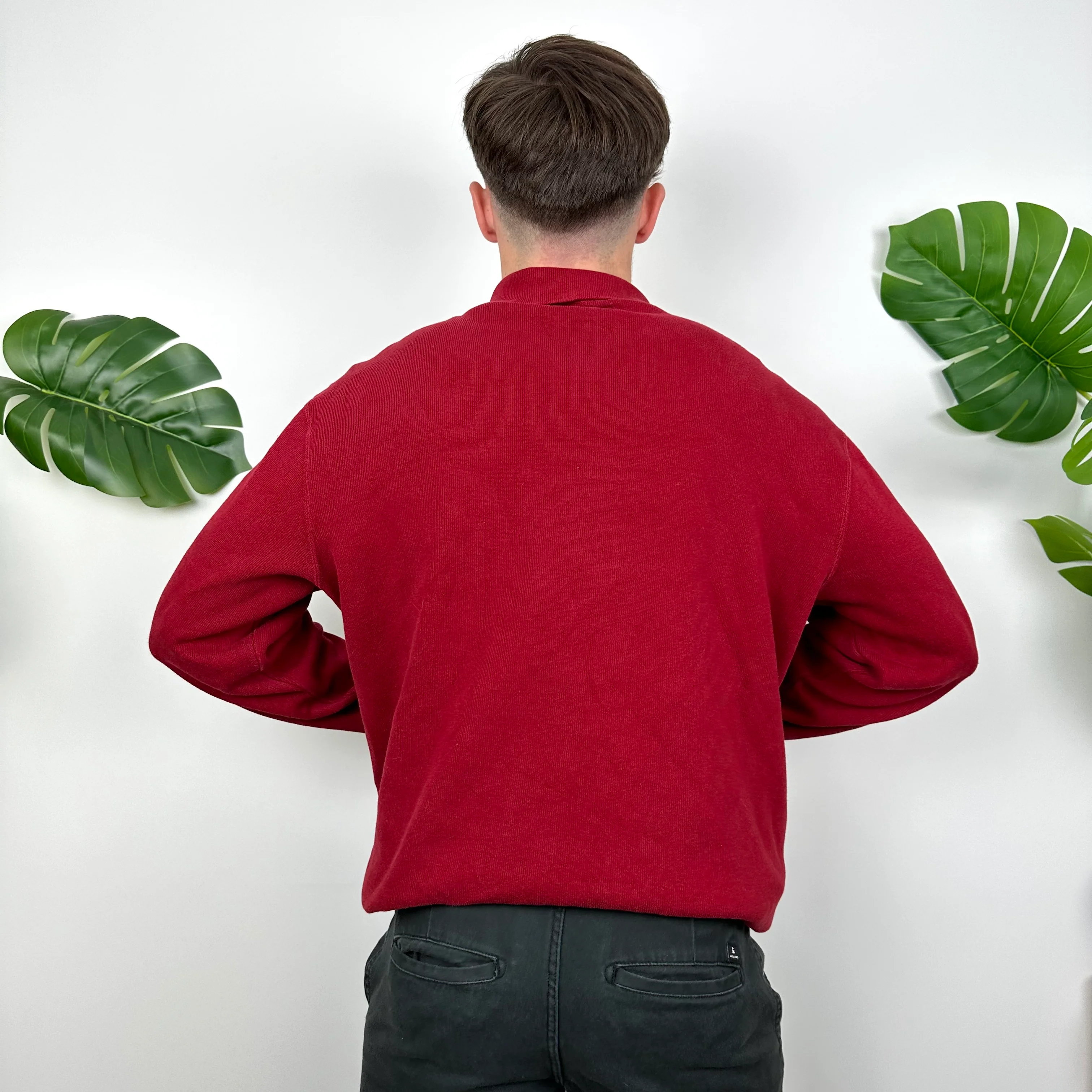 Polo Ralph Lauren Red Embroidered Logo Quarter Zip Sweatshirt (L) - Image 4