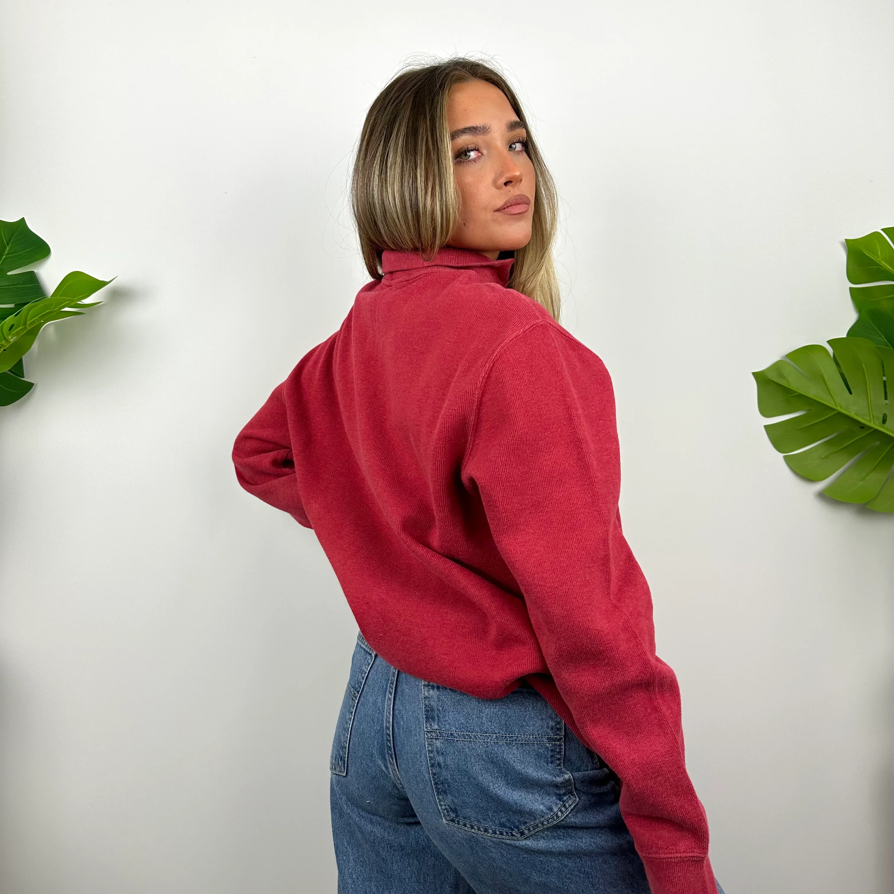 Polo Ralph Lauren Red Embroidered Logo Quarter Zip Sweatshirt (L) - Image 4