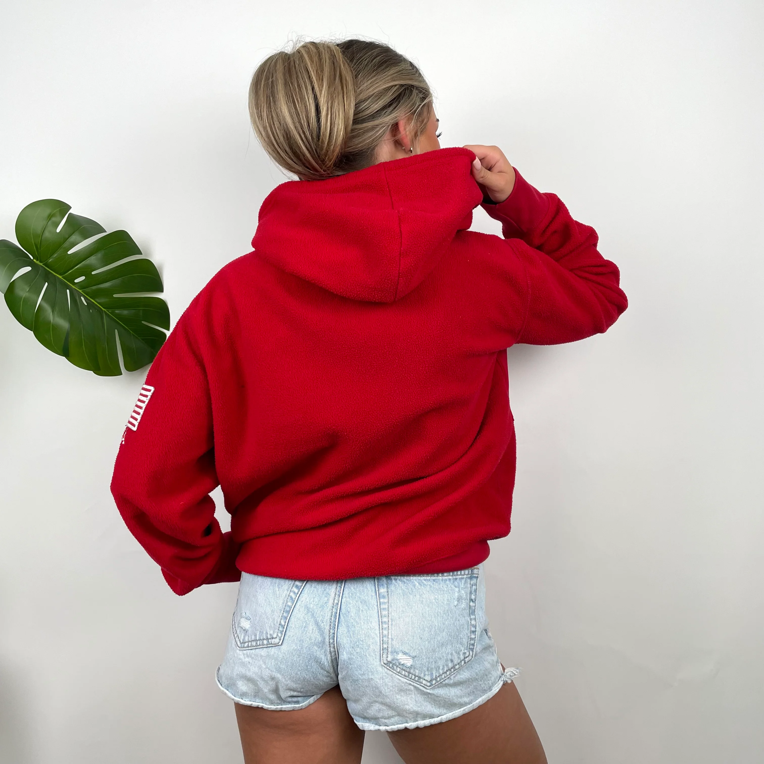 Polo Ralph Lauren Red Embroidered Spell Out Fleece Hoodie (M) - Image 3