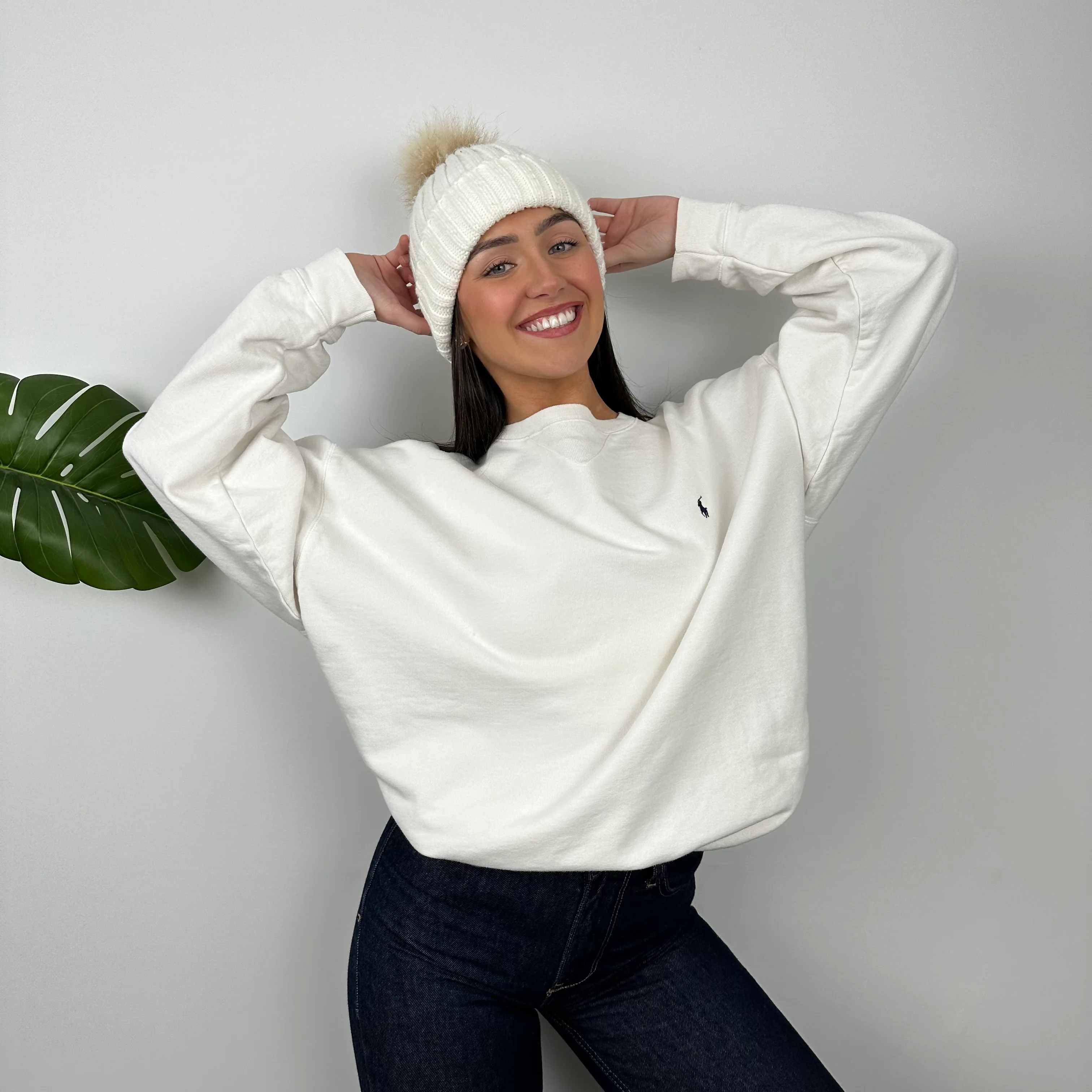 Polo Ralph Lauren White Embroidered Logo Sweatshirt (XL) - Image 3