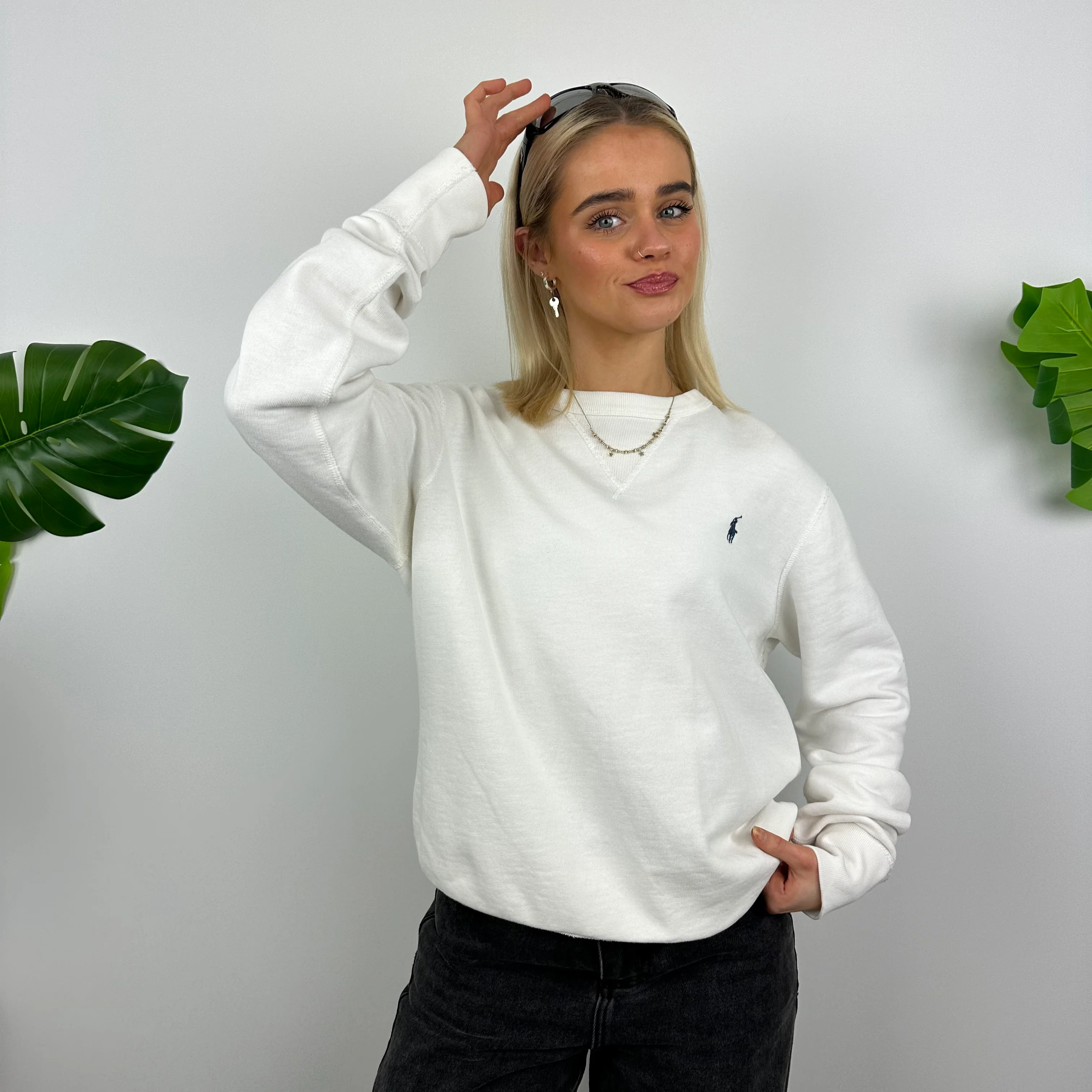 Polo Ralph Lauren White Embroidered Logo Sweatshirt (M)