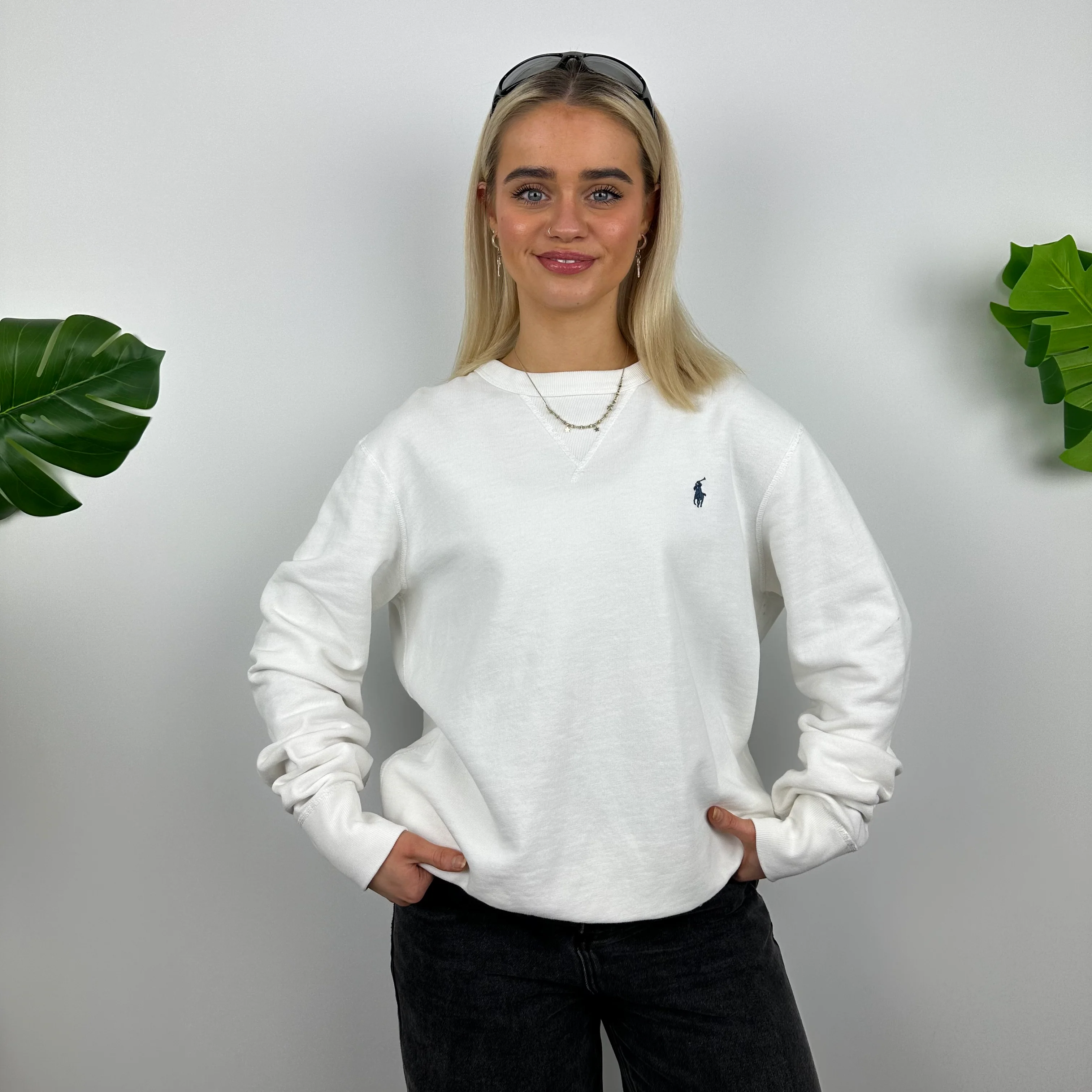 Polo Ralph Lauren White Embroidered Logo Sweatshirt (M) - Image 2