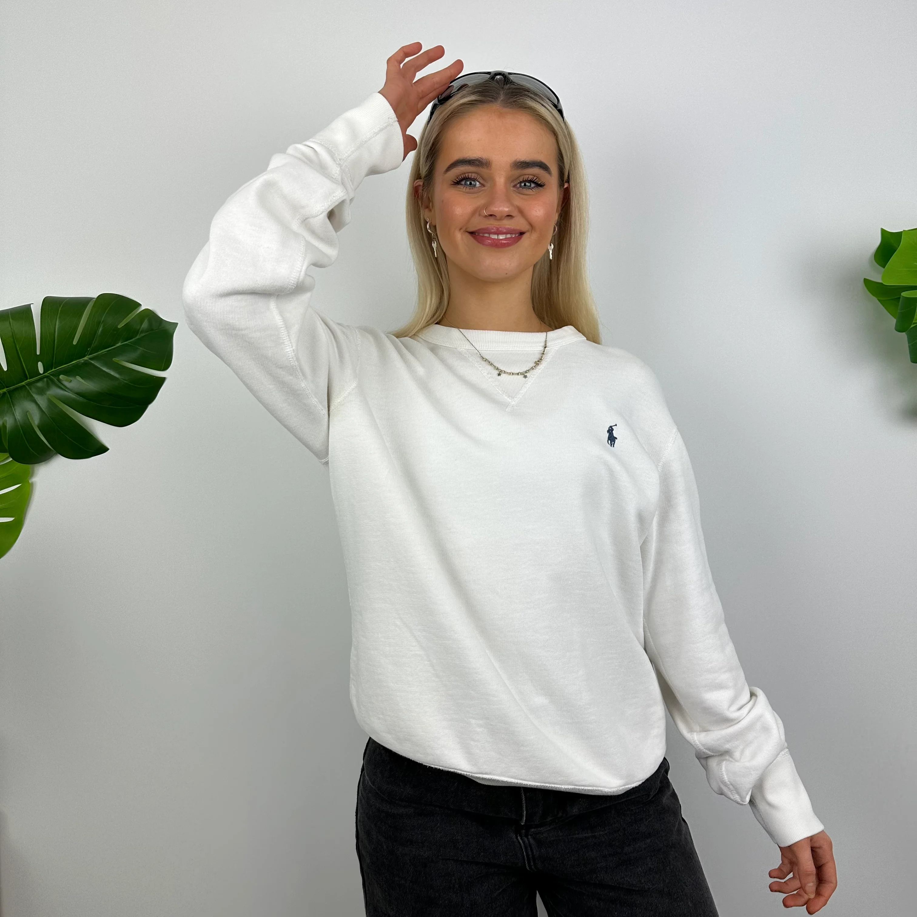 Polo Ralph Lauren White Embroidered Logo Sweatshirt (M) - Image 3
