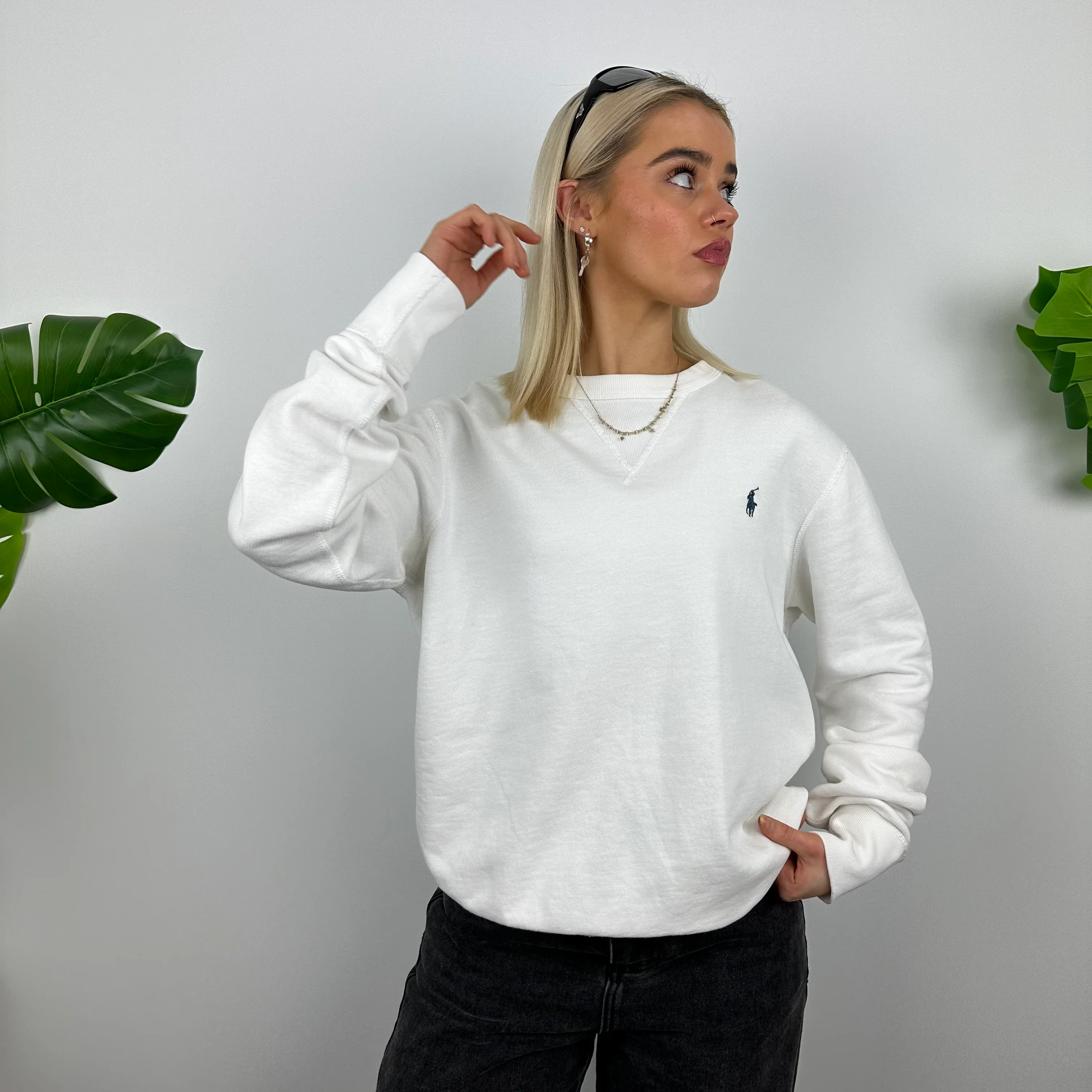 Polo Ralph Lauren White Embroidered Logo Sweatshirt (M) - Image 4