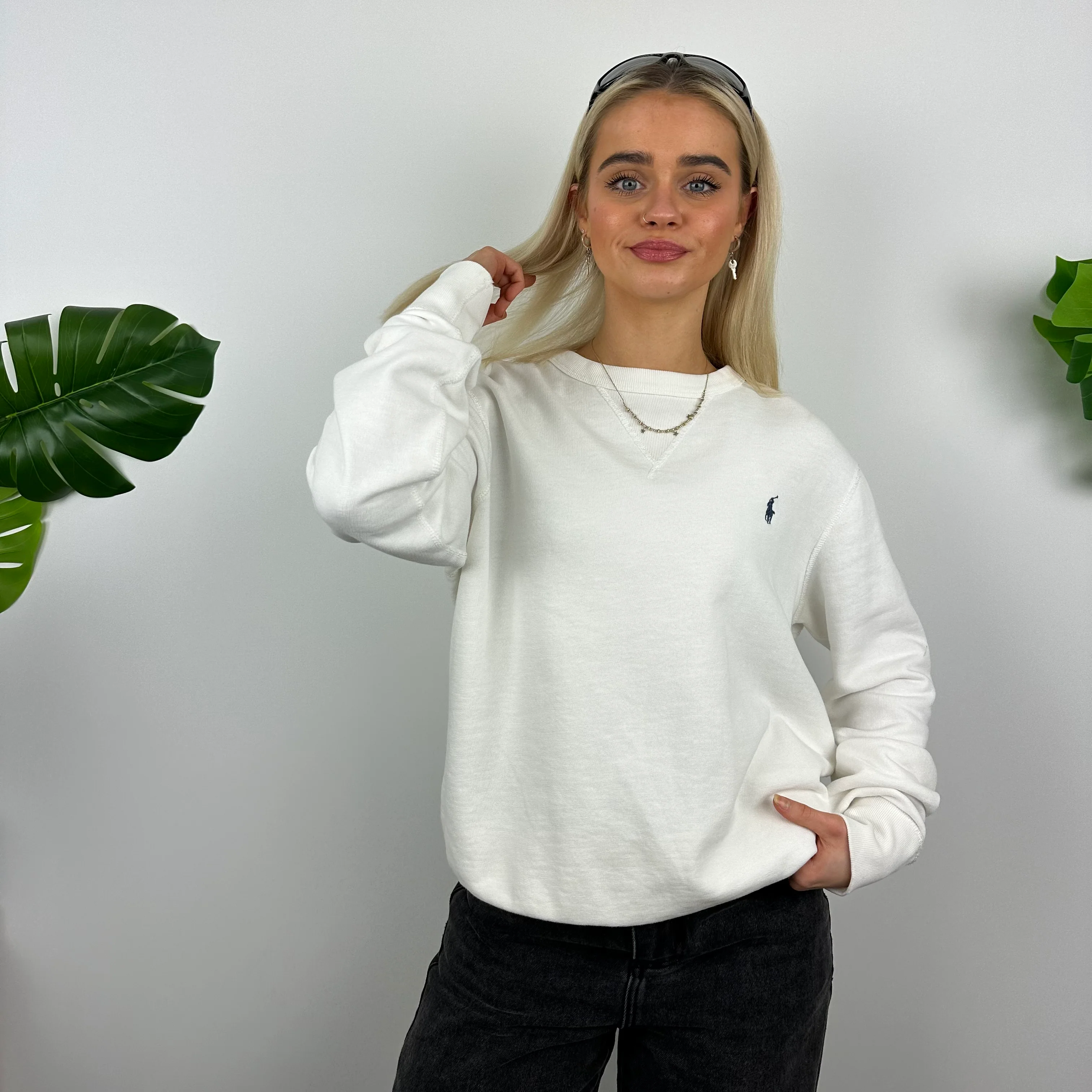 Polo Ralph Lauren White Embroidered Logo Sweatshirt (M) - Image 6