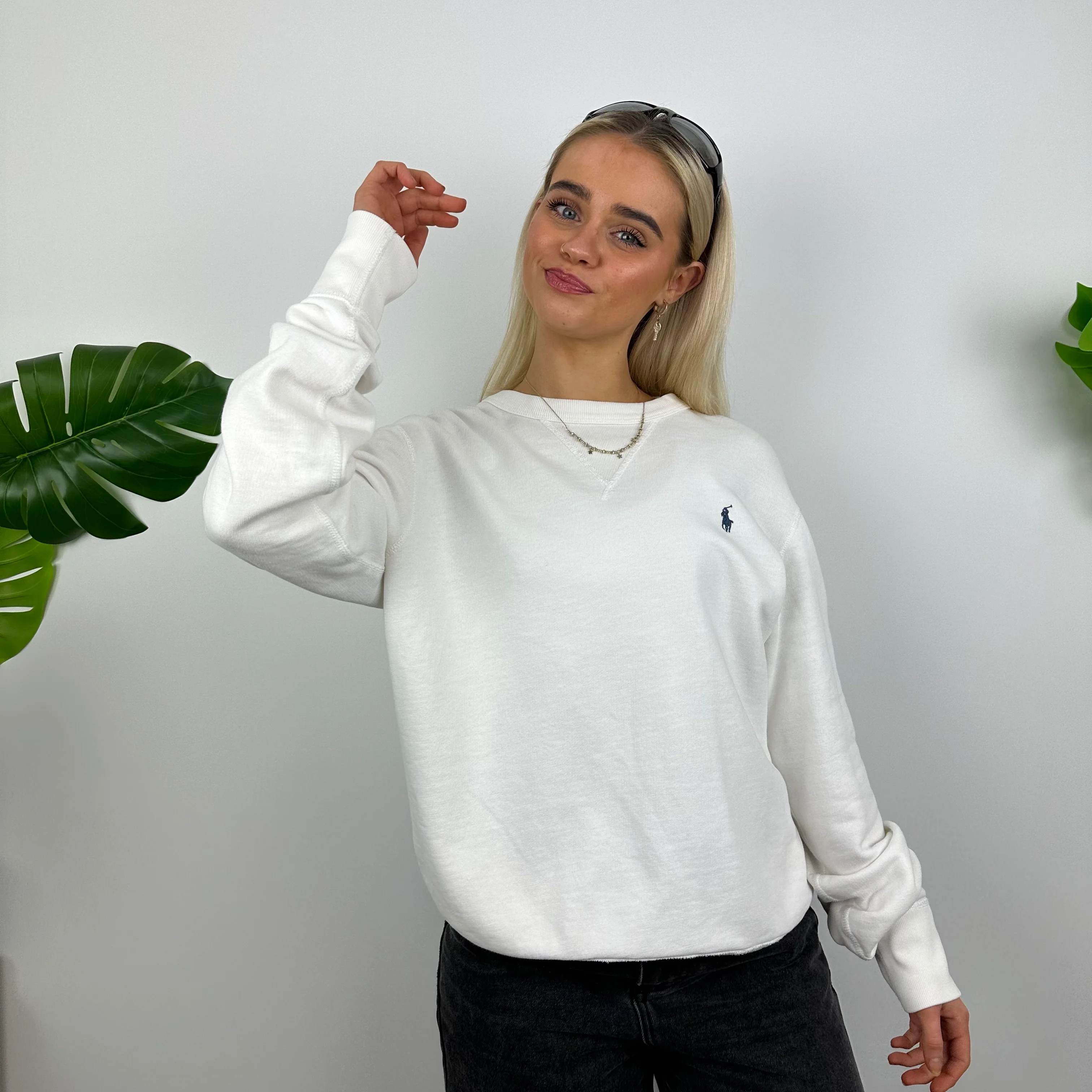 Polo Ralph Lauren White Embroidered Logo Sweatshirt (M) - Image 7
