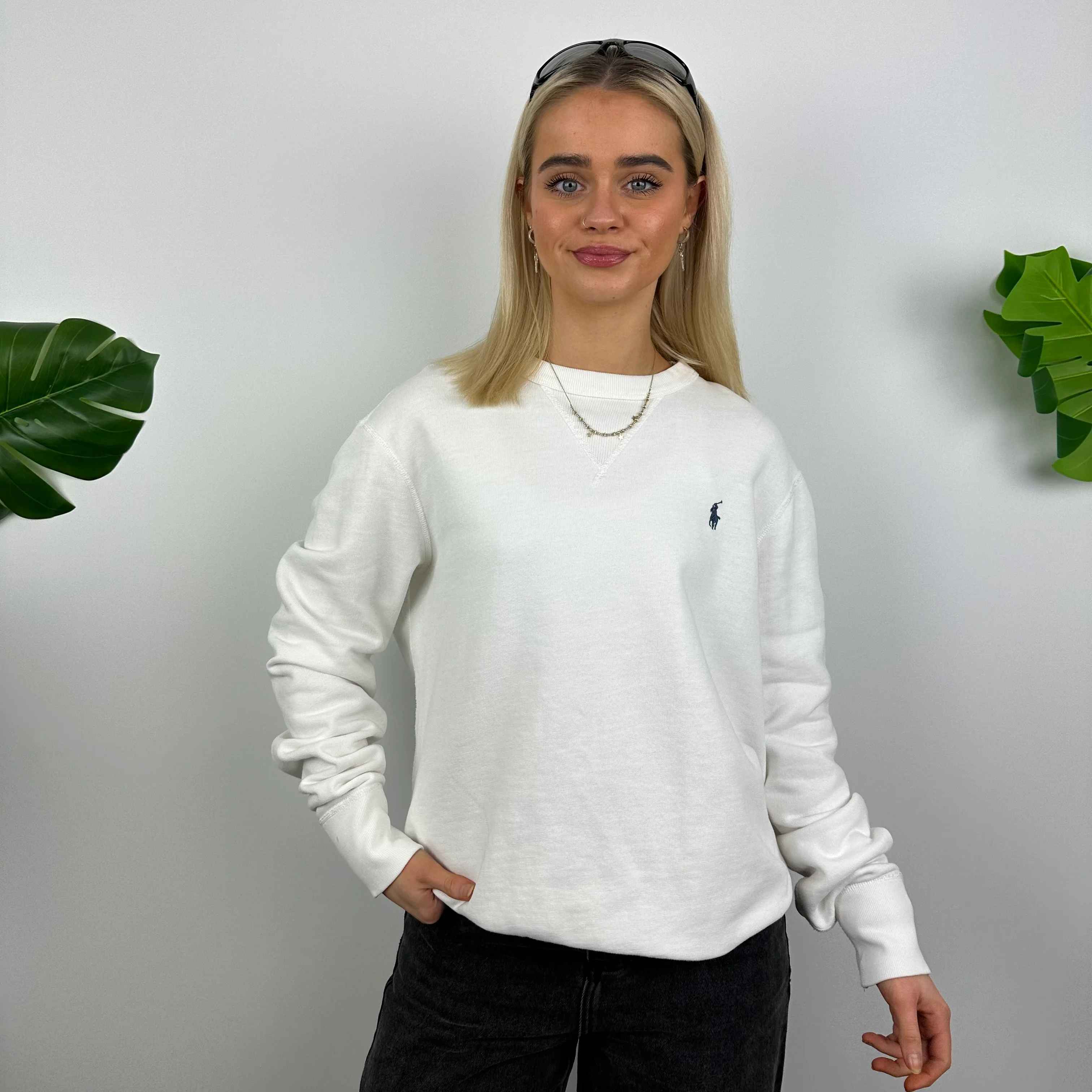 Polo Ralph Lauren White Embroidered Logo Sweatshirt (M) - Image 8