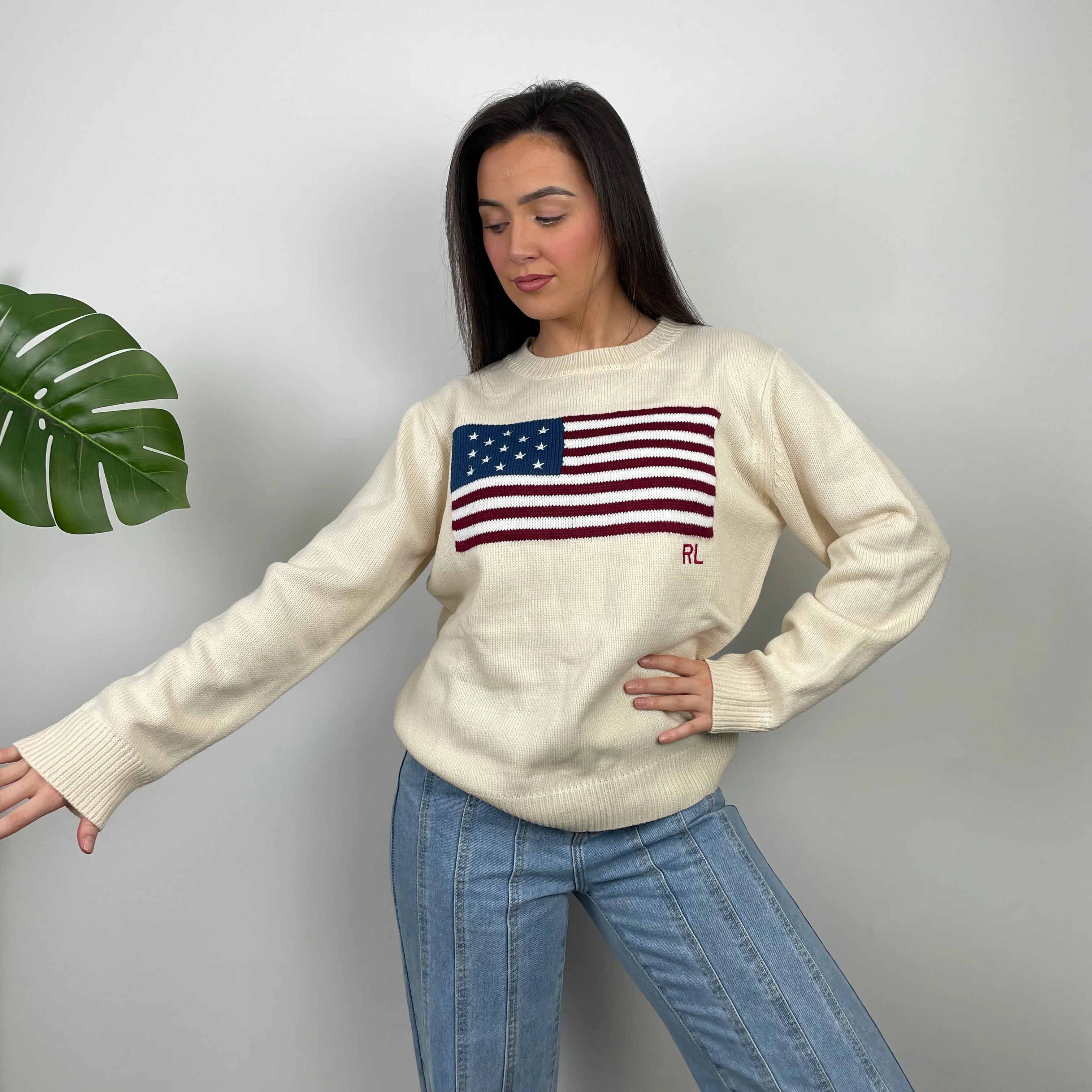 Polo Ralph Lauren Cream Embroidered Spell Out Knitted Sweater (M) - Image 6