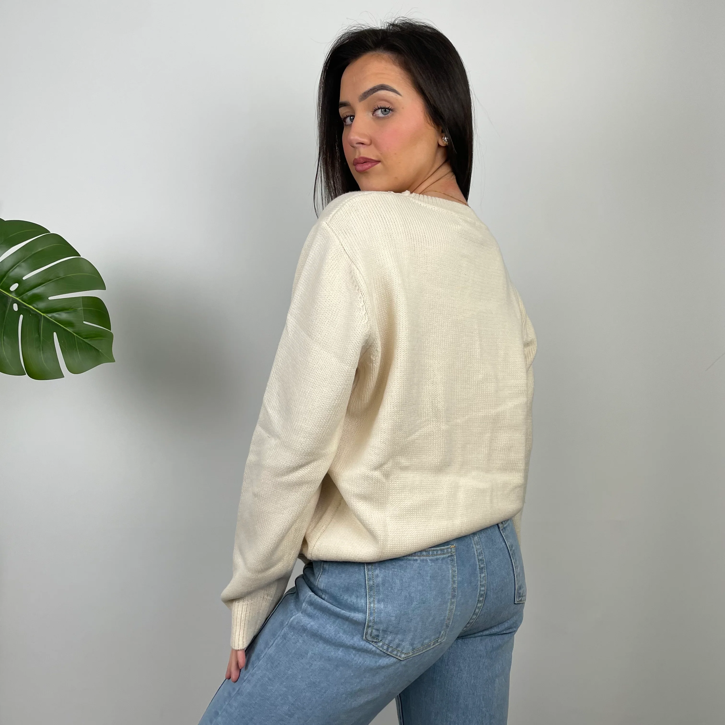 Polo Ralph Lauren Cream Embroidered Spell Out Knitted Sweater (M) - Image 8