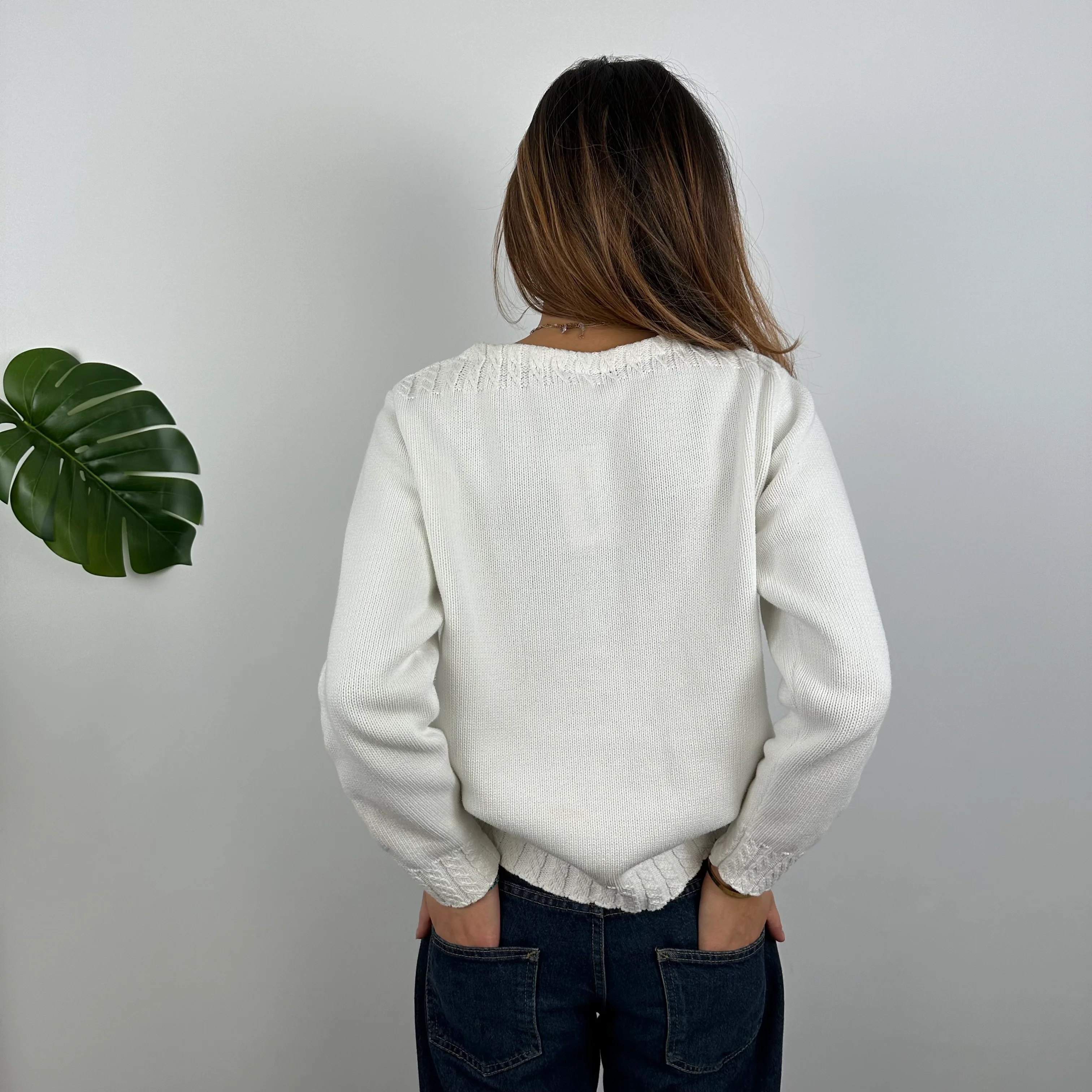 Polo Ralph Lauren White Embroidered Spell Out Knitted Sweater (S) - Image 6