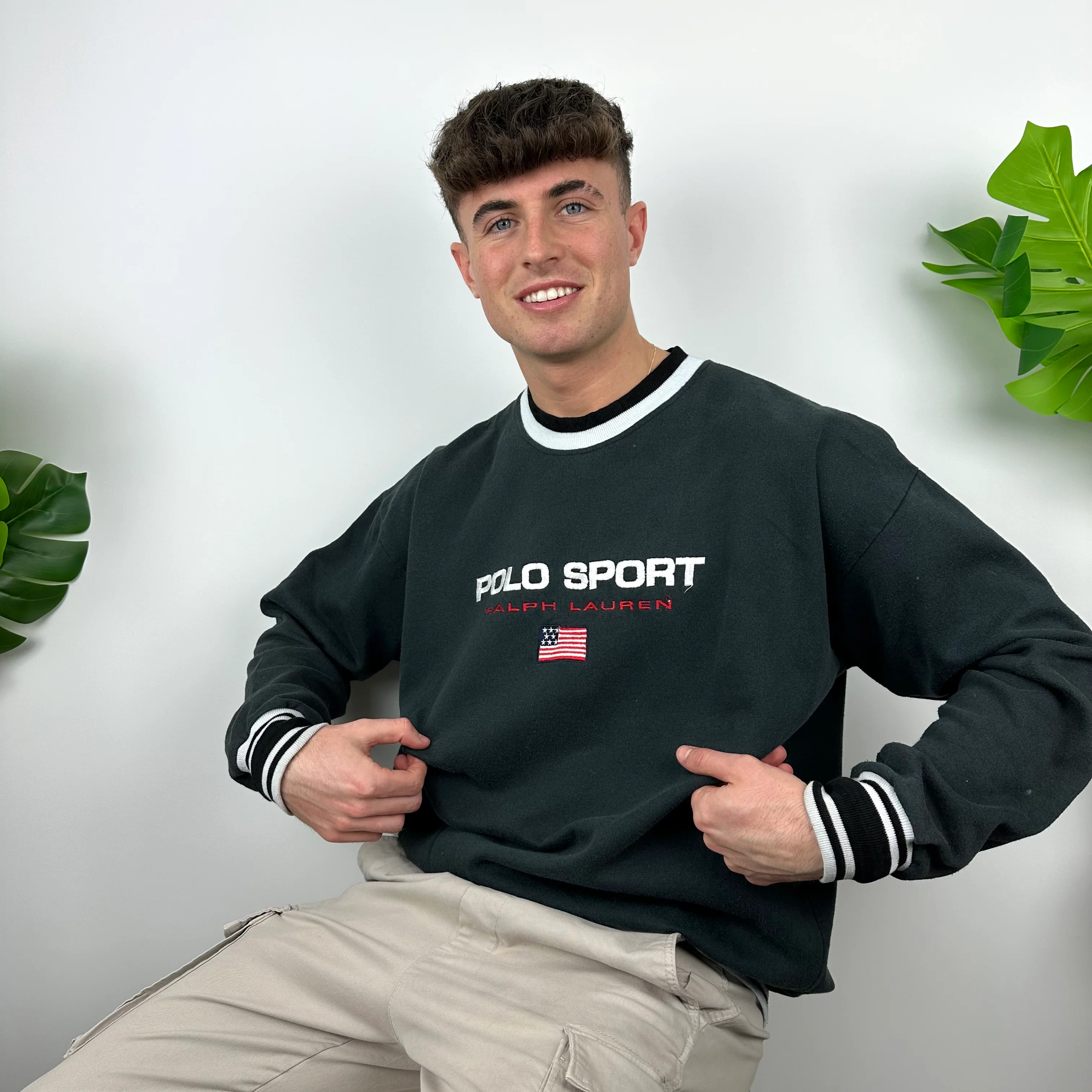 Polo Sport Ralph Lauren Black Embroidered Spell Out Sweatshirt (XL) - Image 3