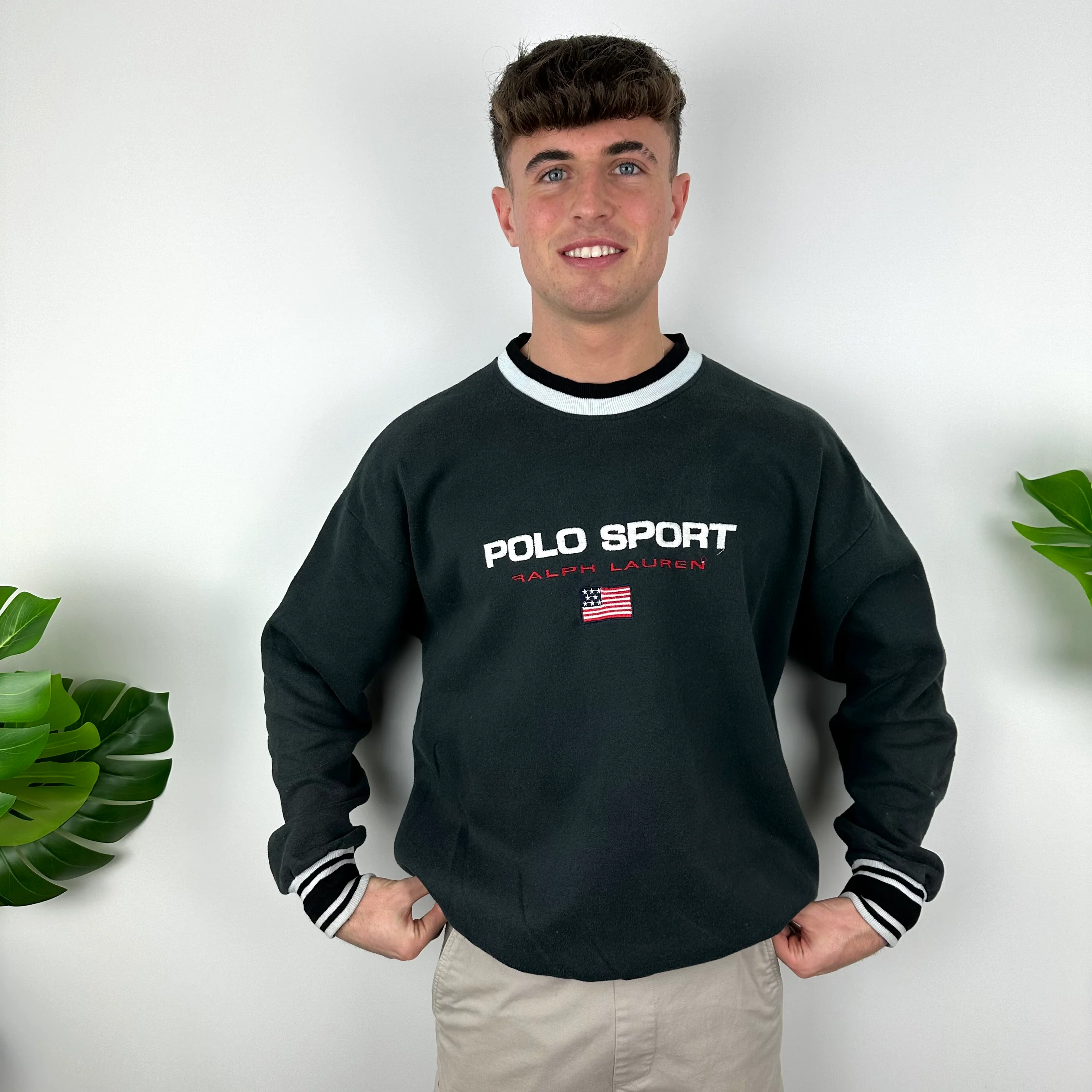 Polo Sport Ralph Lauren Black Embroidered Spell Out Sweatshirt (XL) - Image 4