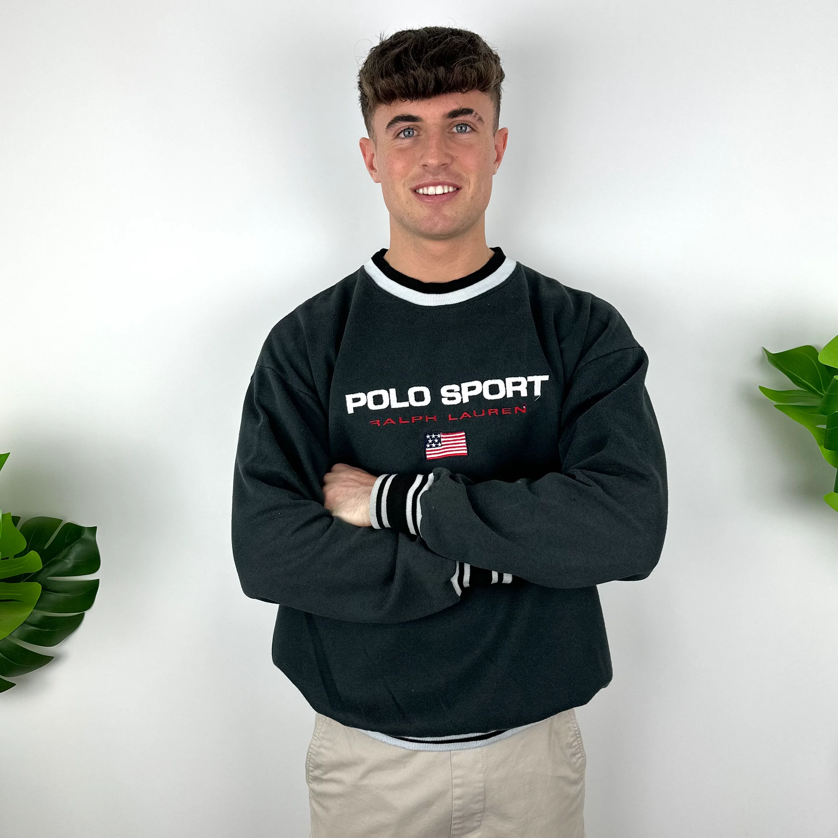 Polo Sport Ralph Lauren Black Embroidered Spell Out Sweatshirt (XL) - Image 5