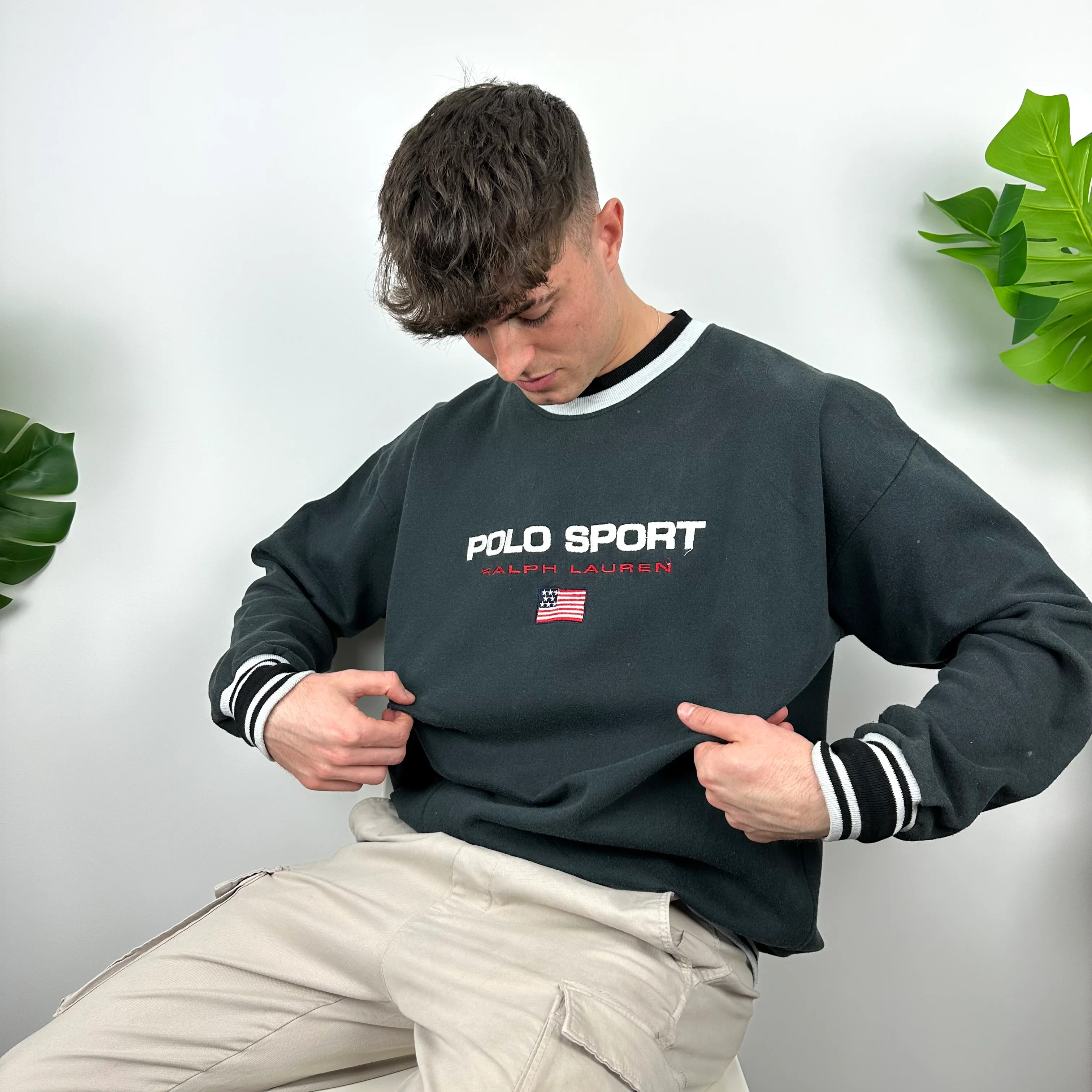 Polo Sport Ralph Lauren Black Embroidered Spell Out Sweatshirt (XL) - Image 9