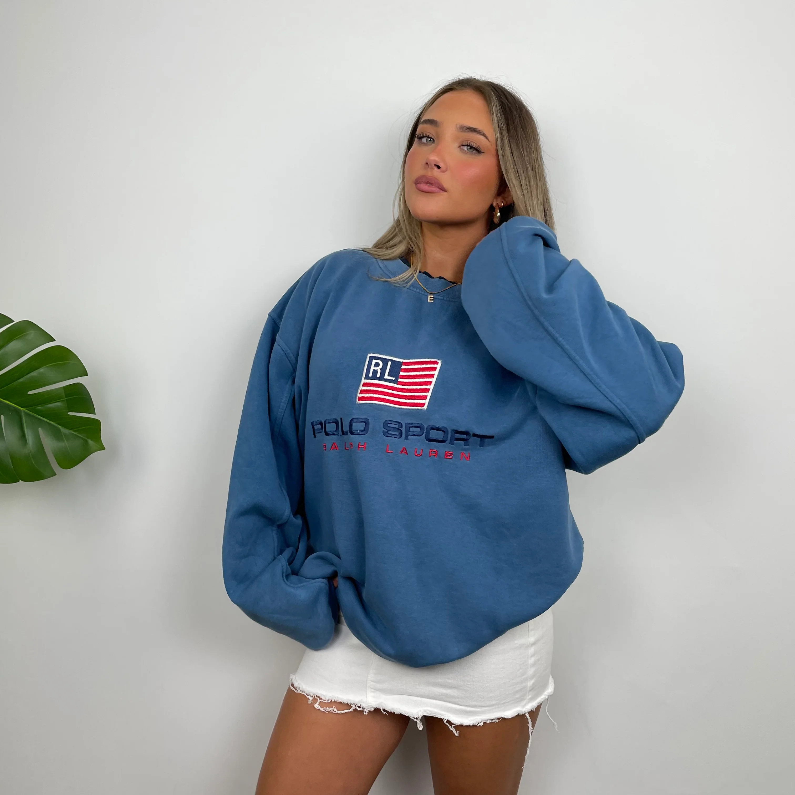 Polo Sport Ralph Lauren Blue Embroidered Spell Out Sweatshirt (XL) - Image 2