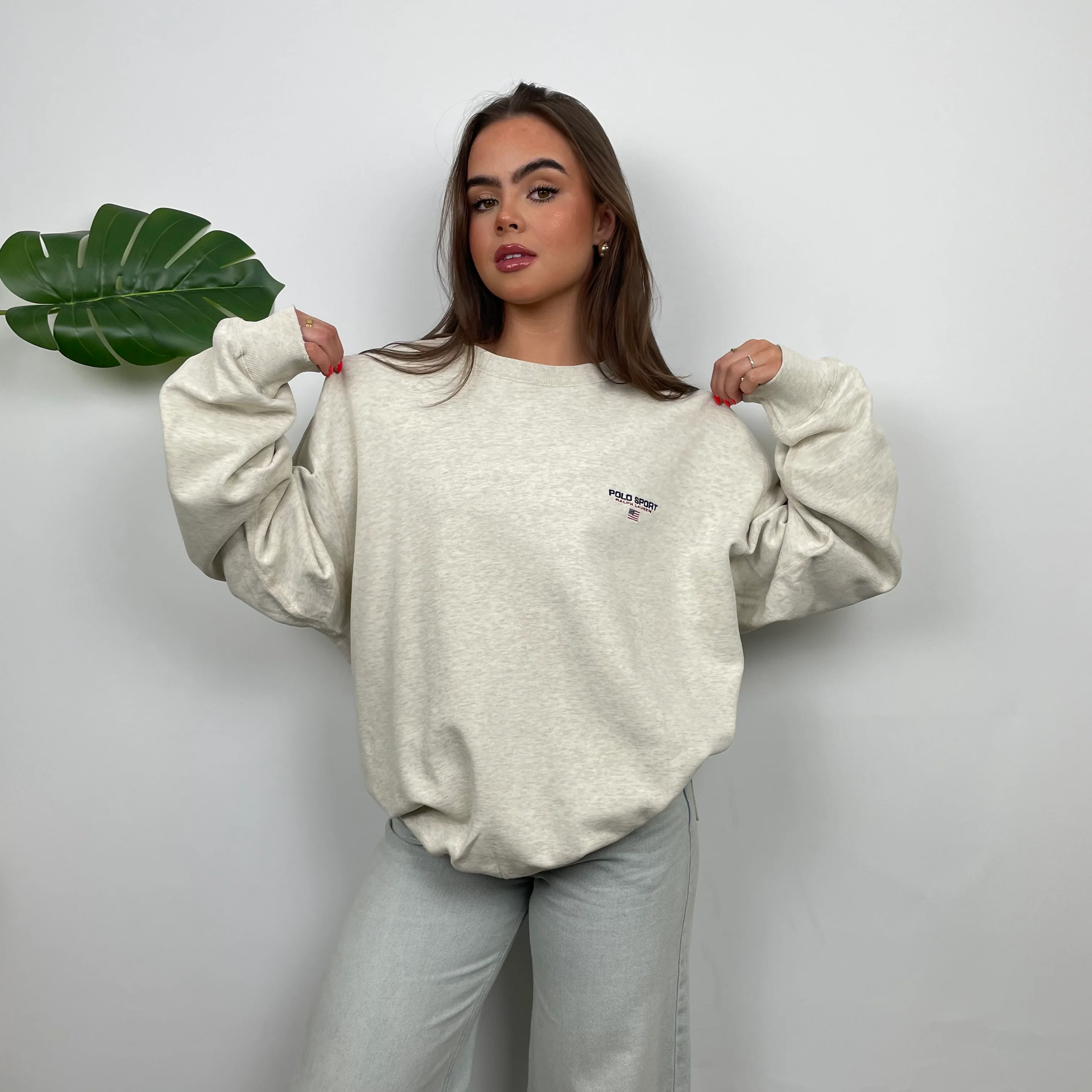 Polo Sport Ralph Lauren Grey Embroidered Spell Out Sweatshirt (L) - Image 4