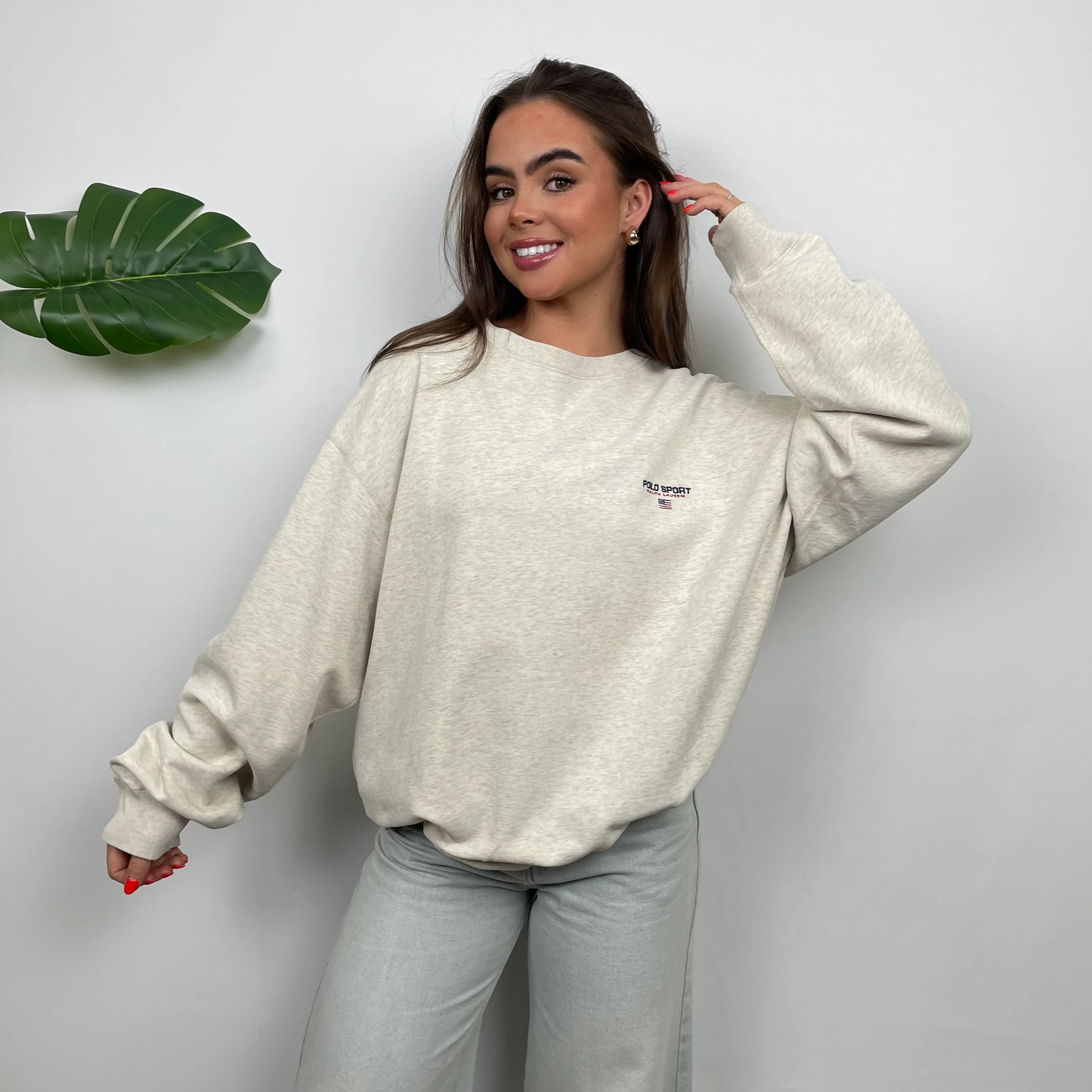 Polo Sport Ralph Lauren Grey Embroidered Spell Out Sweatshirt (L) - Image 5