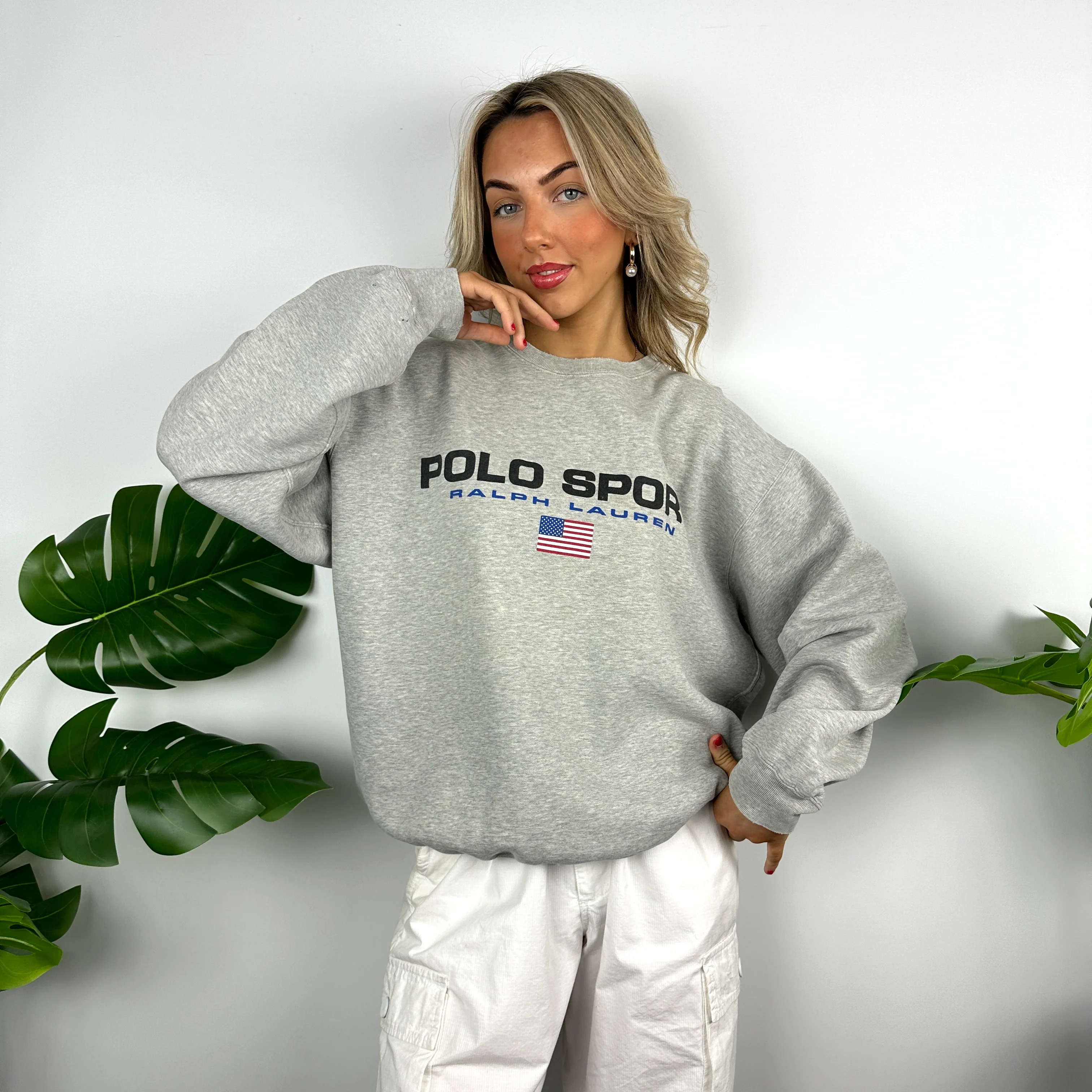 Polo Sport Ralph Lauren Grey Spell Out Sweatshirt (L) - Image 3