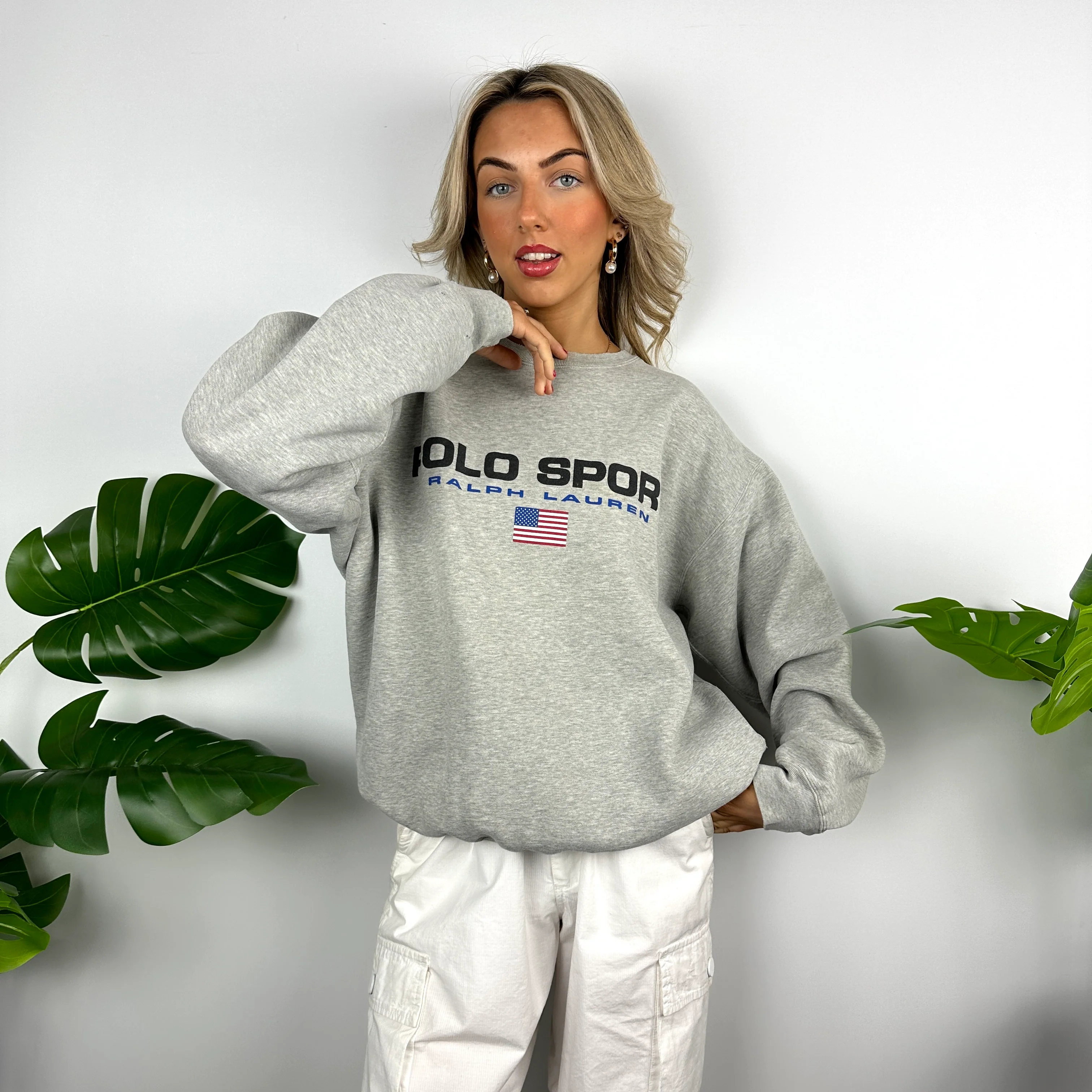 Polo Sport Ralph Lauren Grey Spell Out Sweatshirt (L) - Image 7