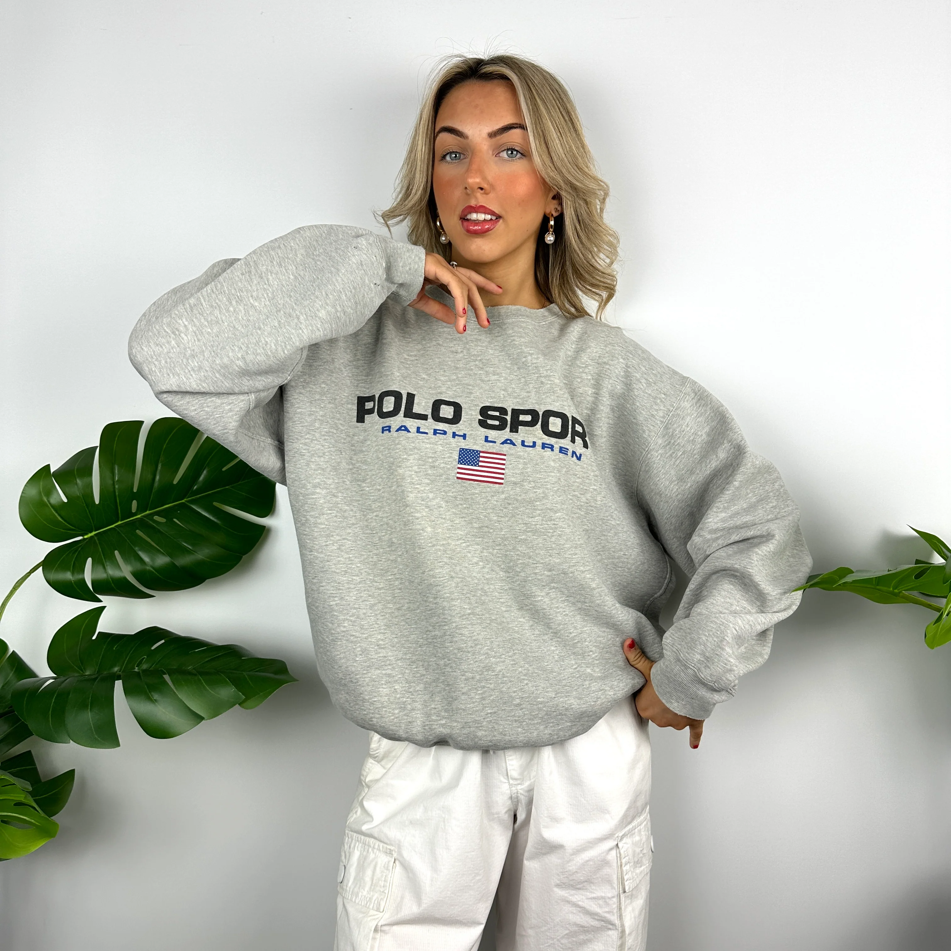 Polo Sport Ralph Lauren Grey Spell Out Sweatshirt (L) - Image 8