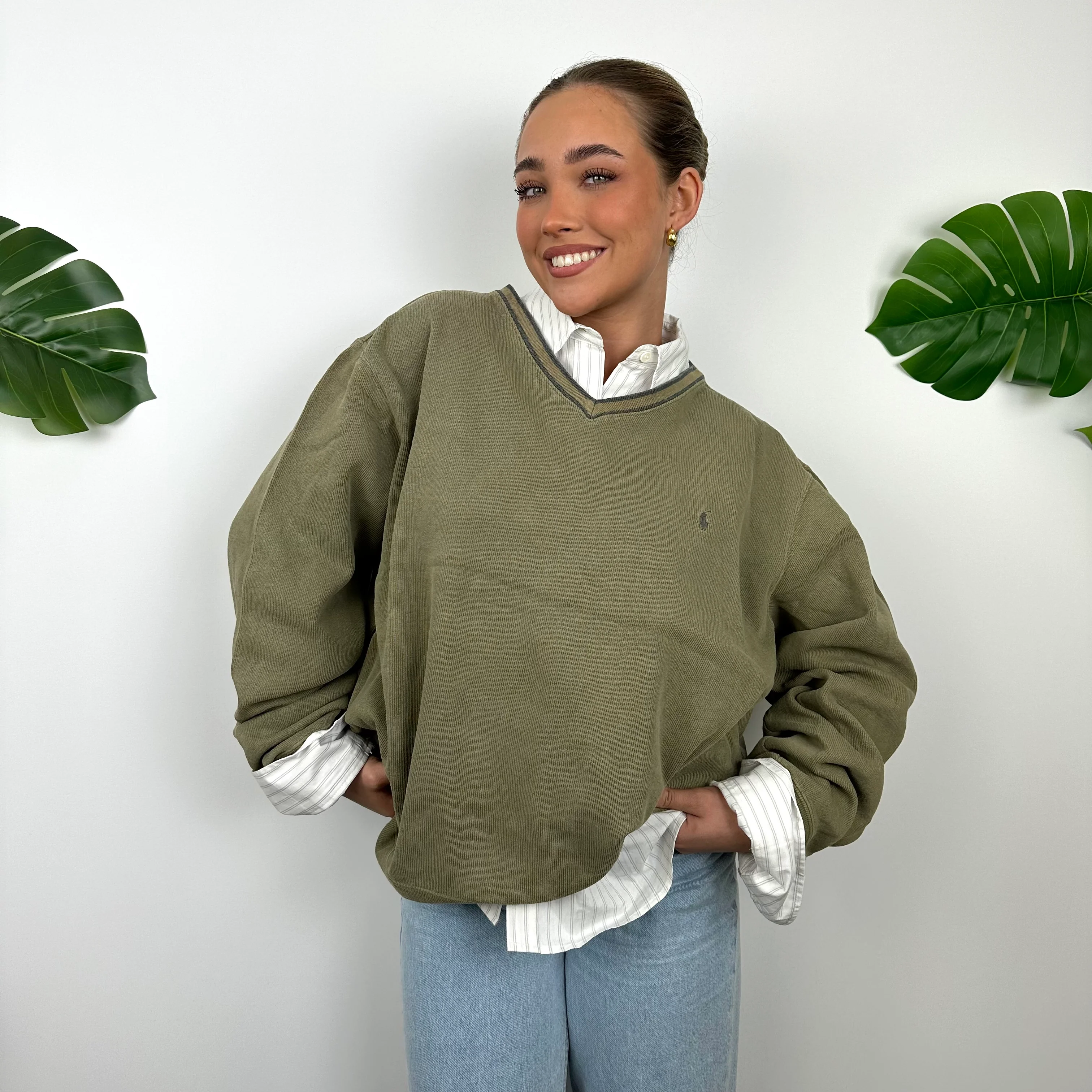 Polo Sport Ralph Lauren Khaki Green Embroidered Logo Sweatshirt (XL) - Image 10