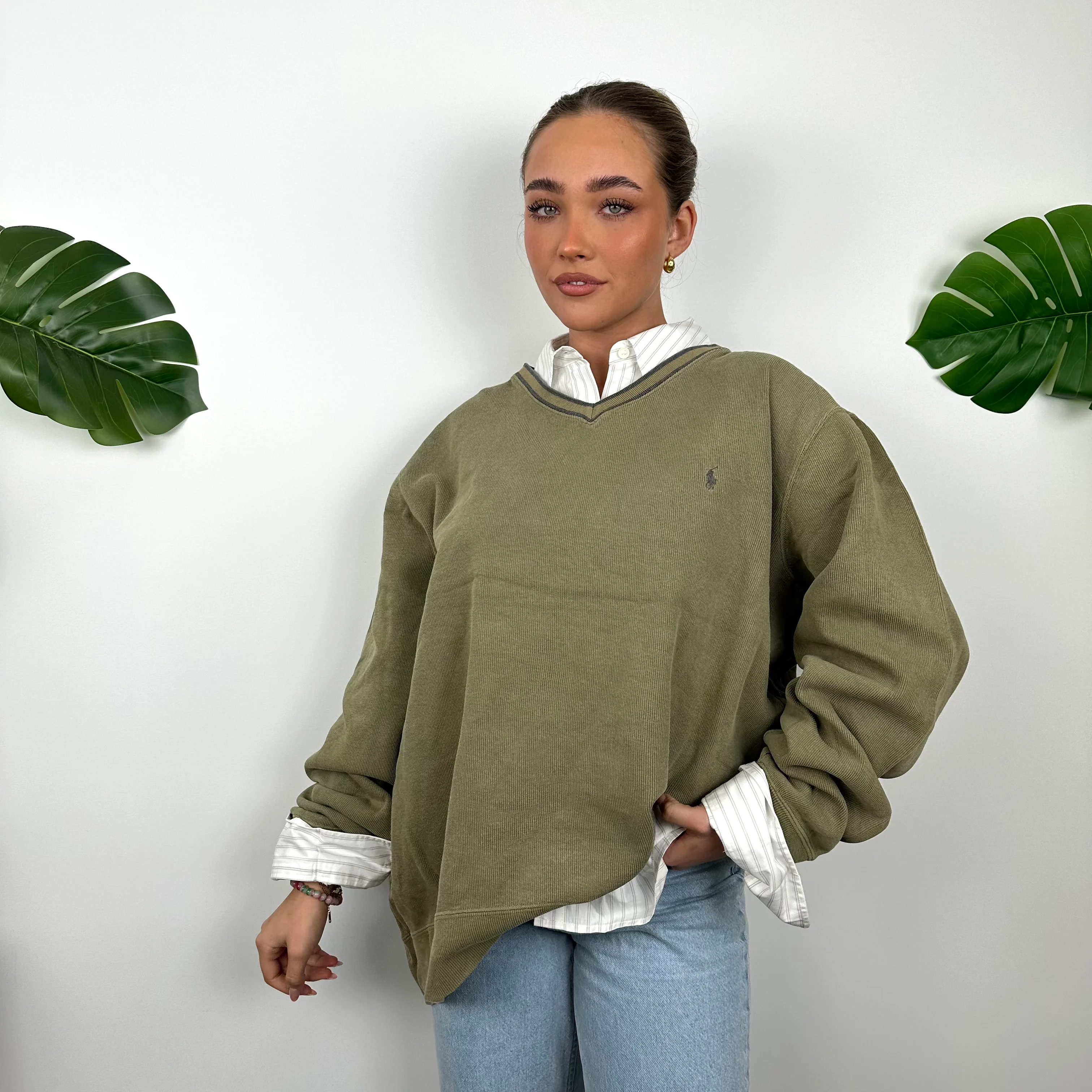Polo Sport Ralph Lauren Khaki Green Embroidered Logo Sweatshirt (XL) - Image 3
