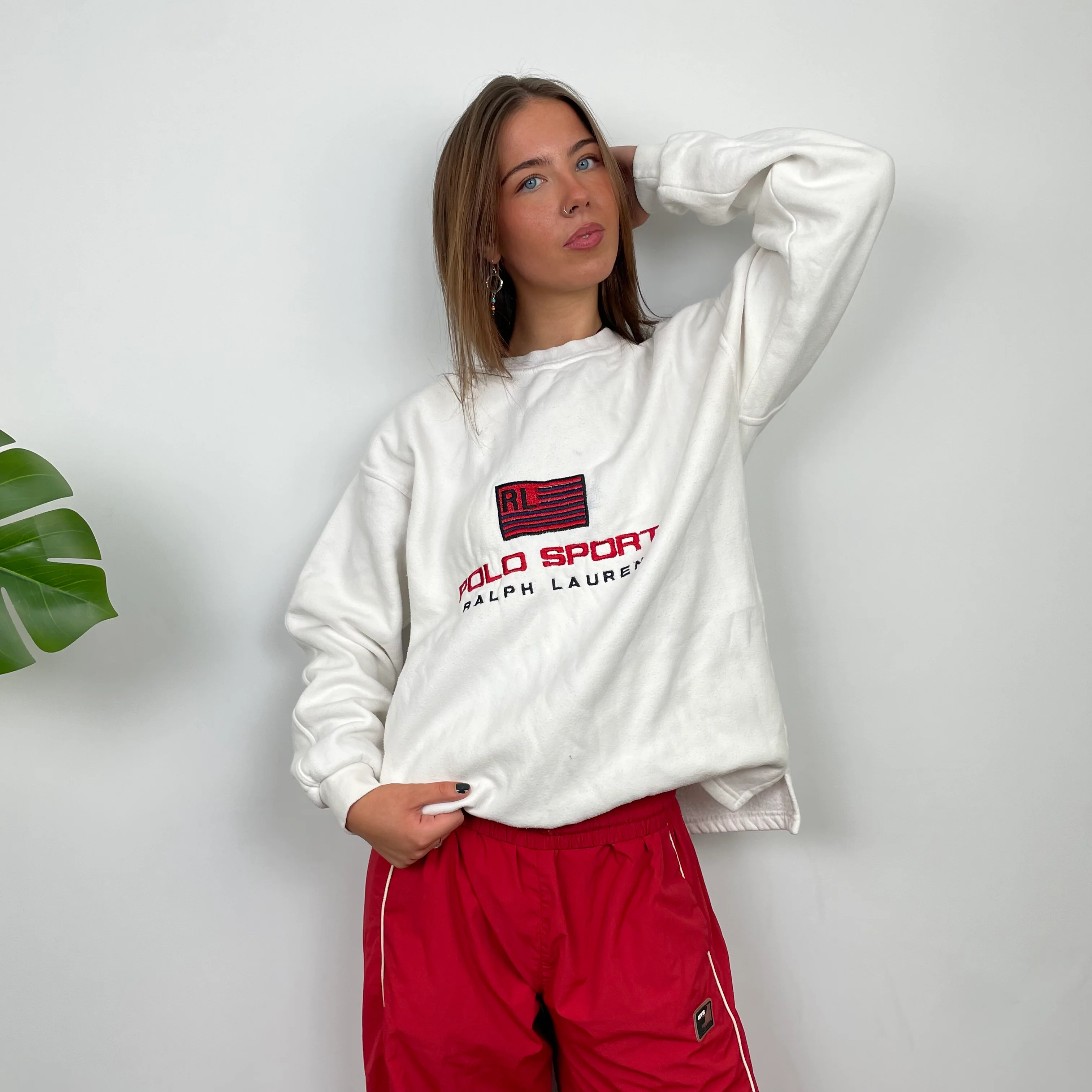 Polo Sport Ralph Lauren White Embroidered Spell Out Sweatshirt (L) - Image 4