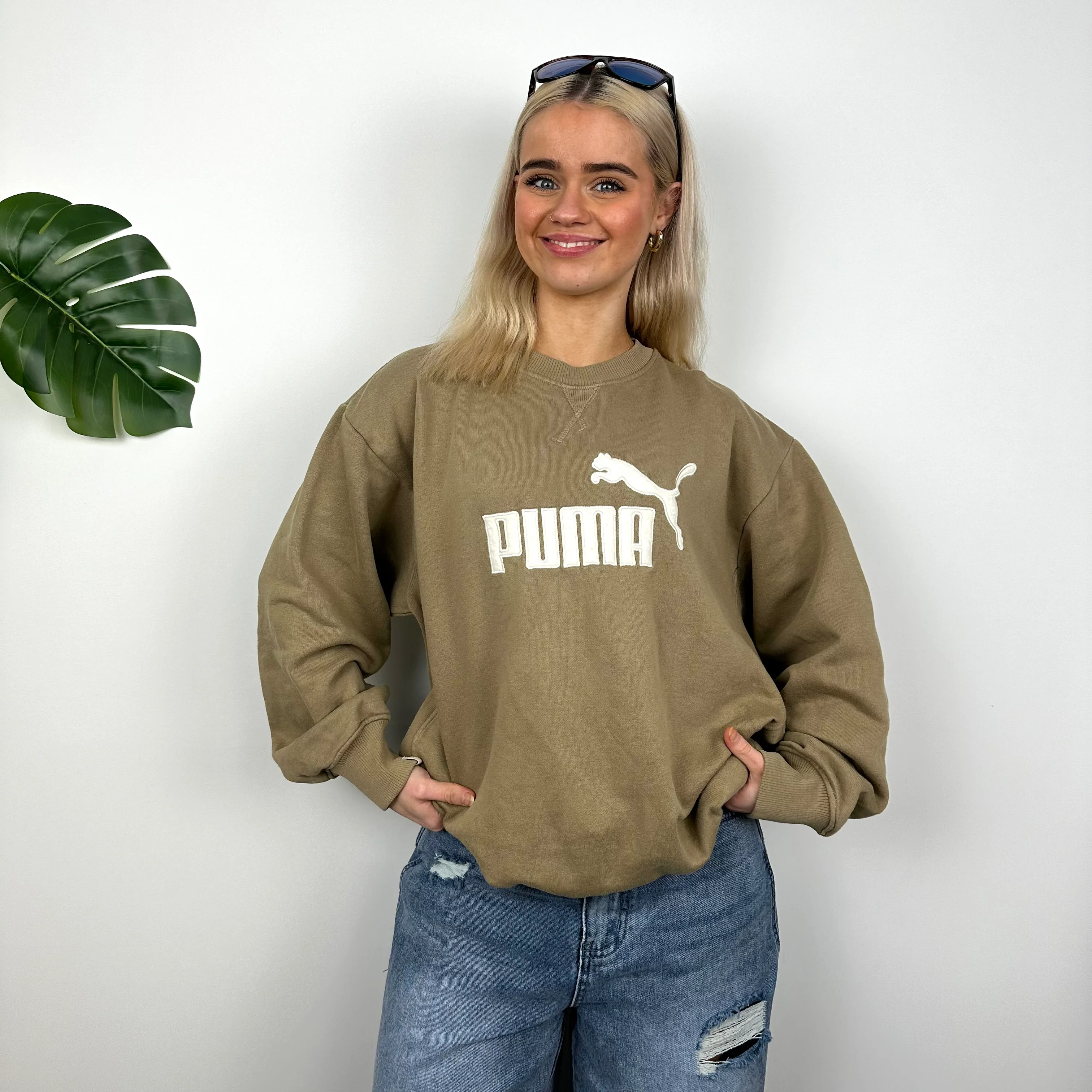 Puma Caramel Embroidered Spell Out Sweatshirt (M) - Image 2