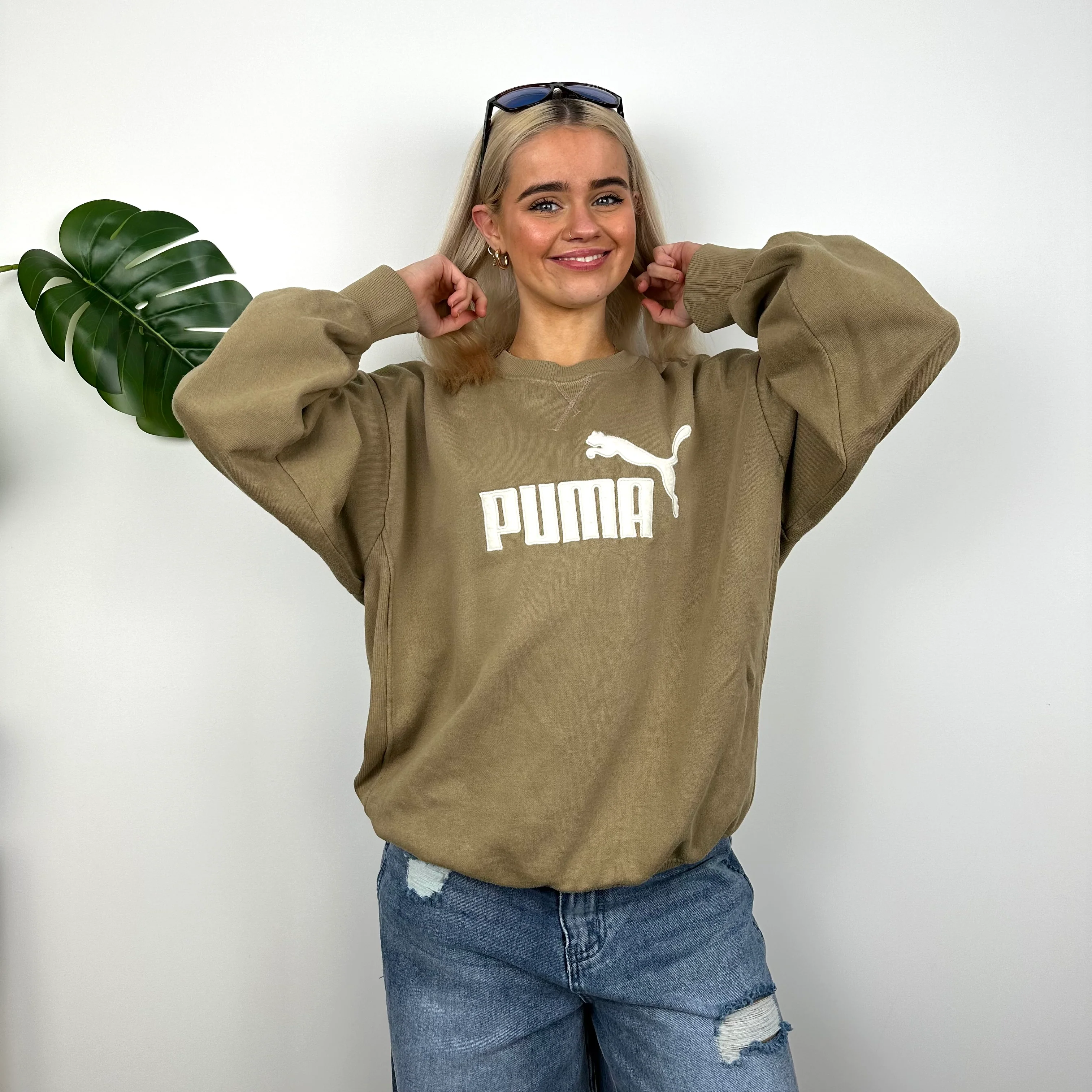 Puma Caramel Embroidered Spell Out Sweatshirt (M) - Image 4