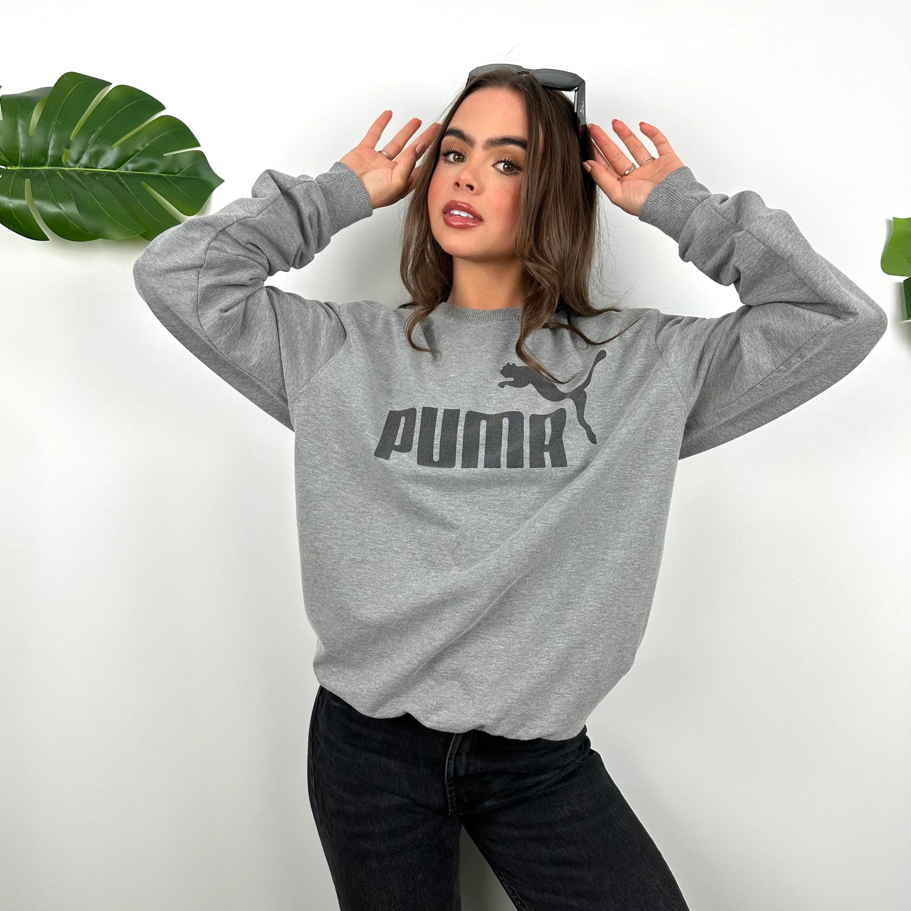 Puma Grey Spell Out Sweatshirt (L) - Image 5