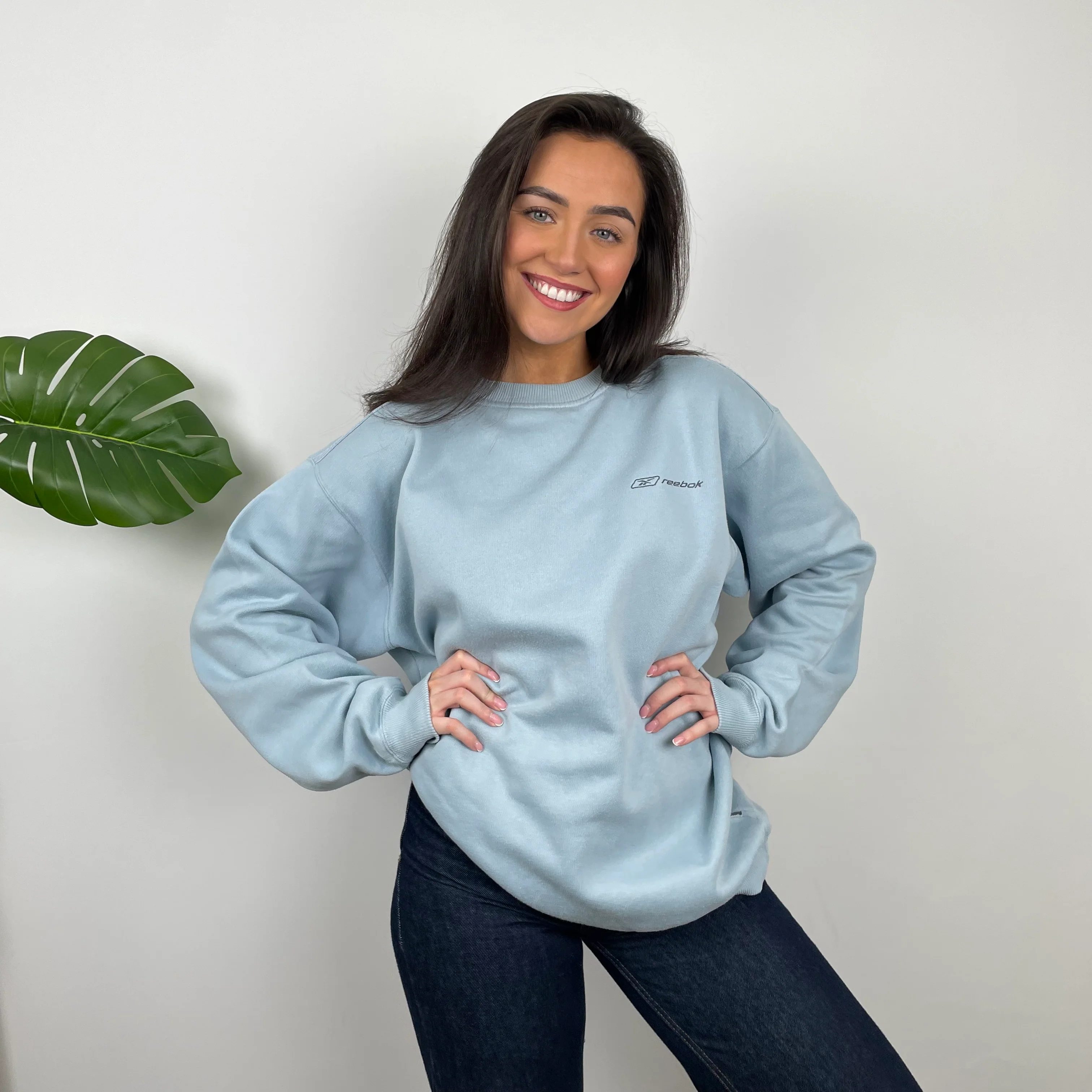 Reebok Baby Blue Embroidered Spell Out Sweatshirt (L) - Image 4