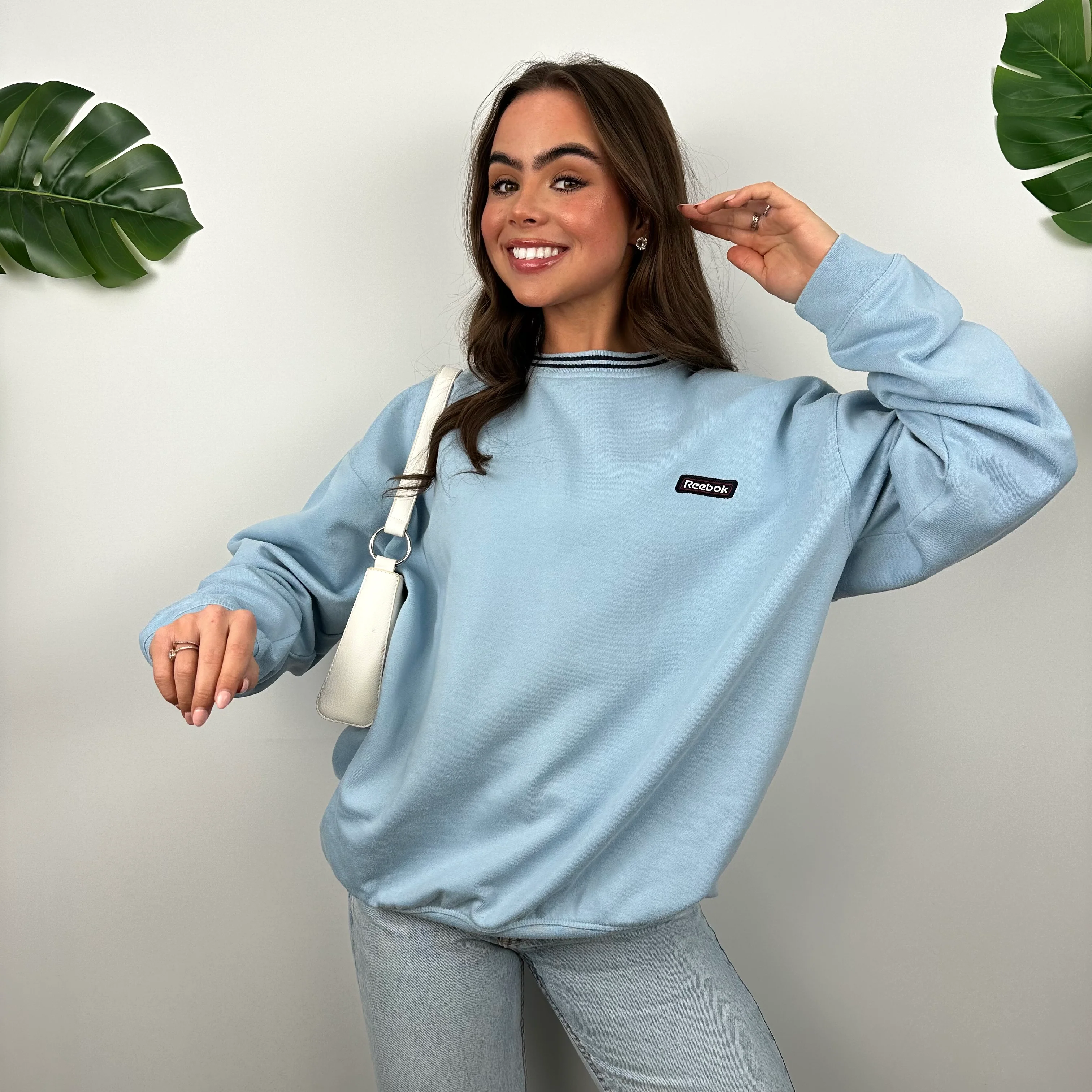 Reebok Baby Blue Embroidered Spell Out Sweatshirt (M) - Image 3