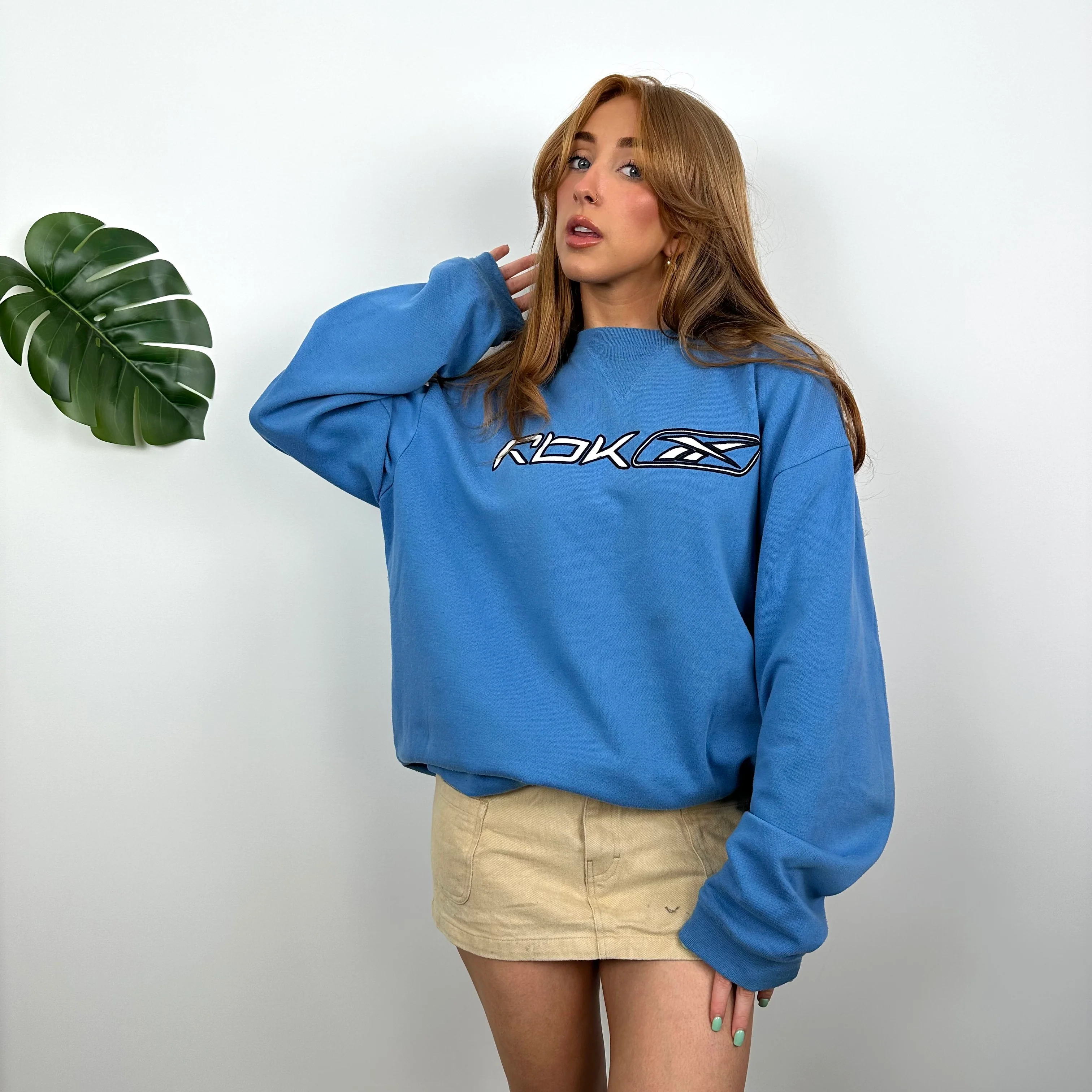 Reebok Baby Blue Embroidered Spell Out Sweatshirt (XL) - Image 6