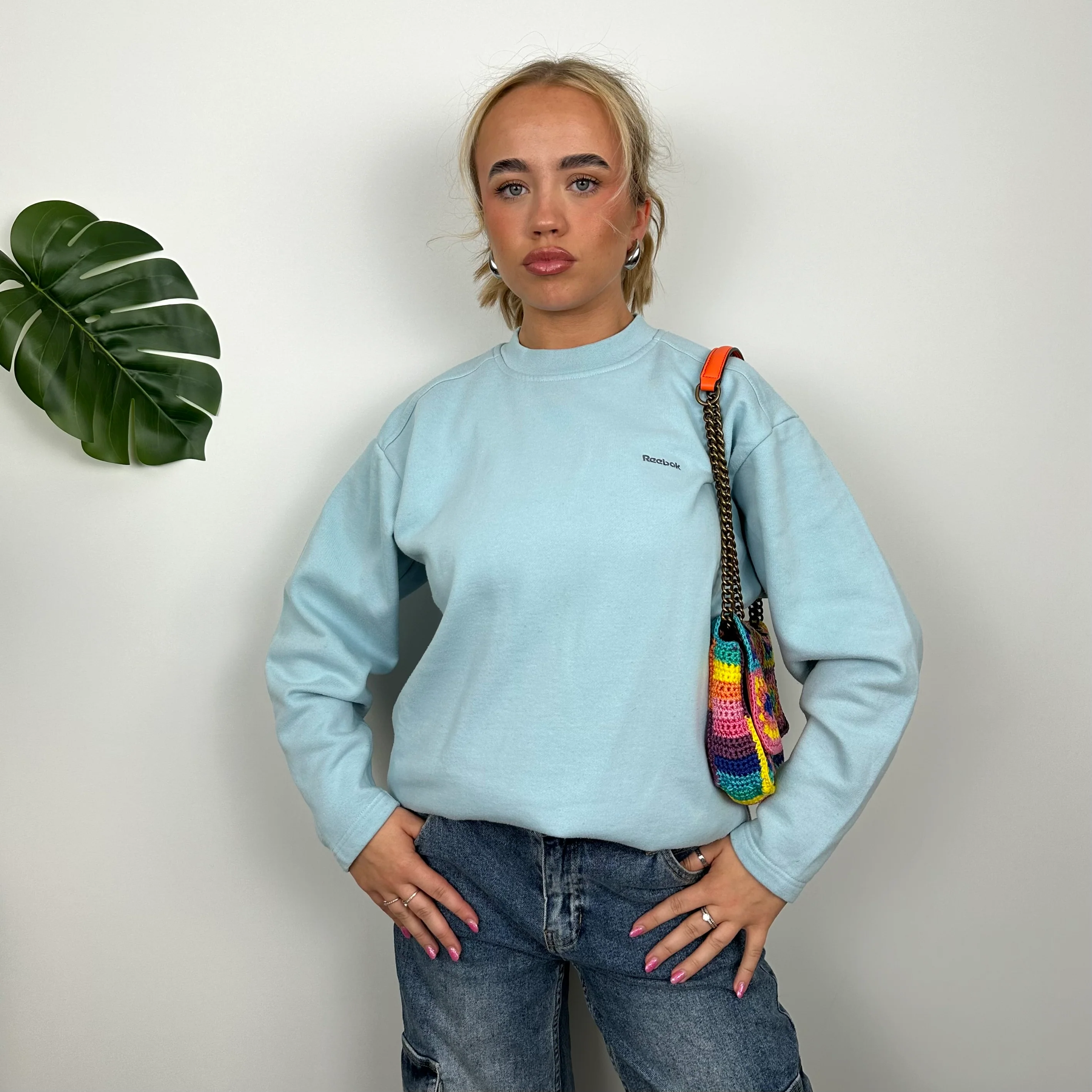 Reebok Baby Blue Embroidered Spell Out Sweatshirt (S) - Image 3