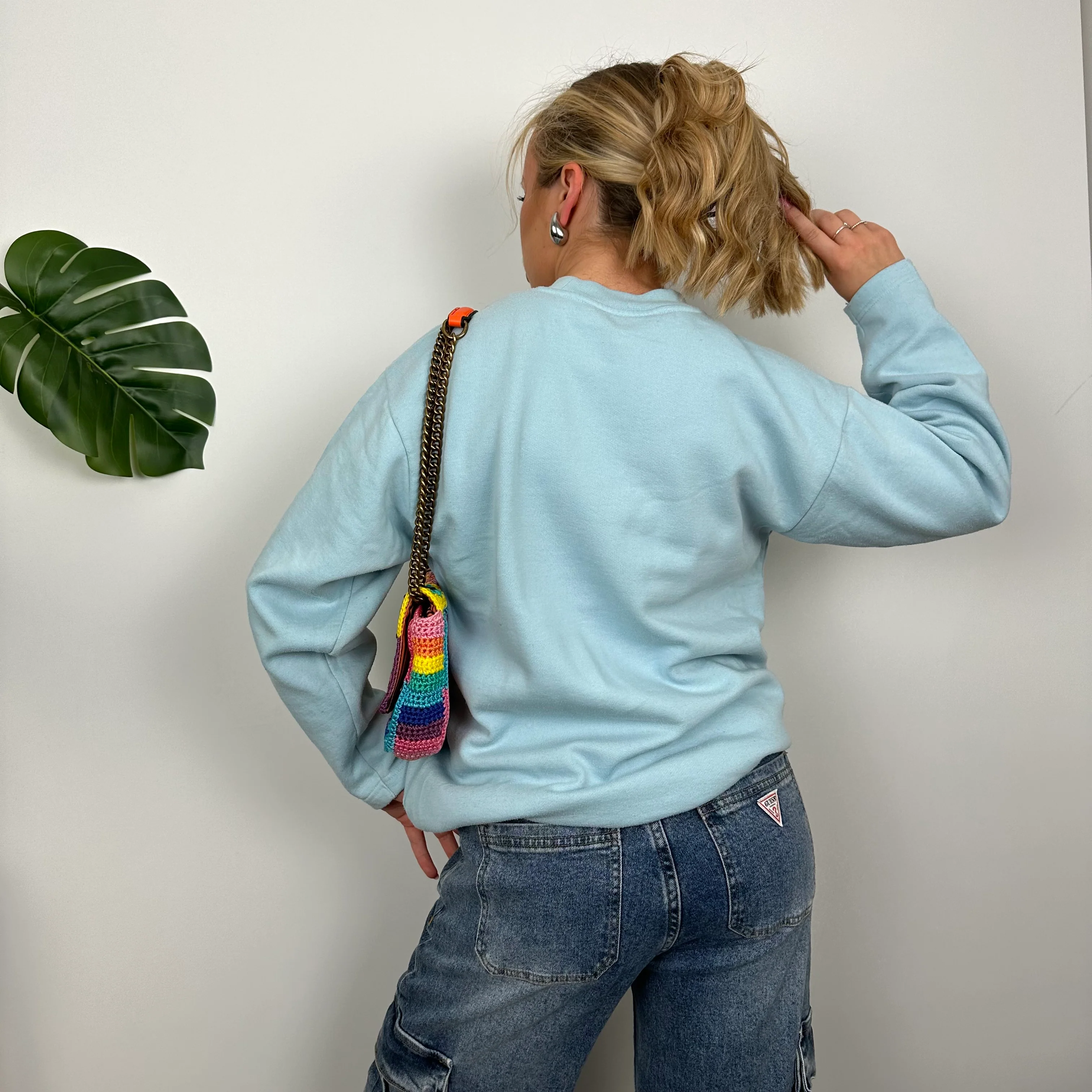 Reebok Baby Blue Embroidered Spell Out Sweatshirt (S) - Image 4
