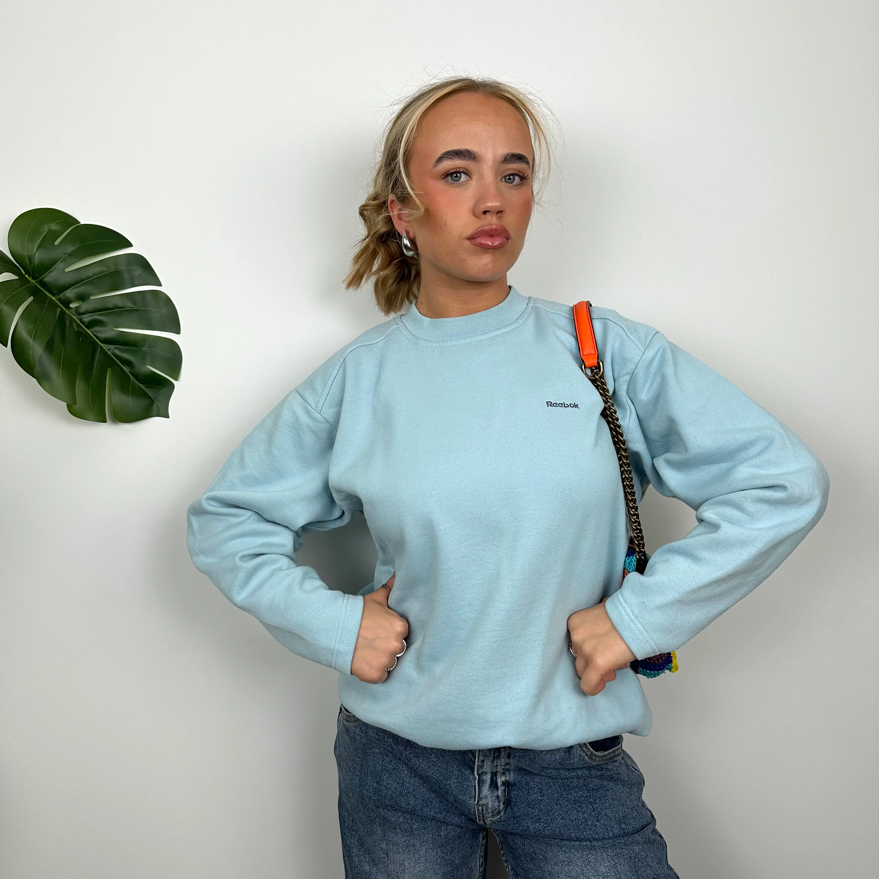 Reebok Baby Blue Embroidered Spell Out Sweatshirt (S) - Image 5