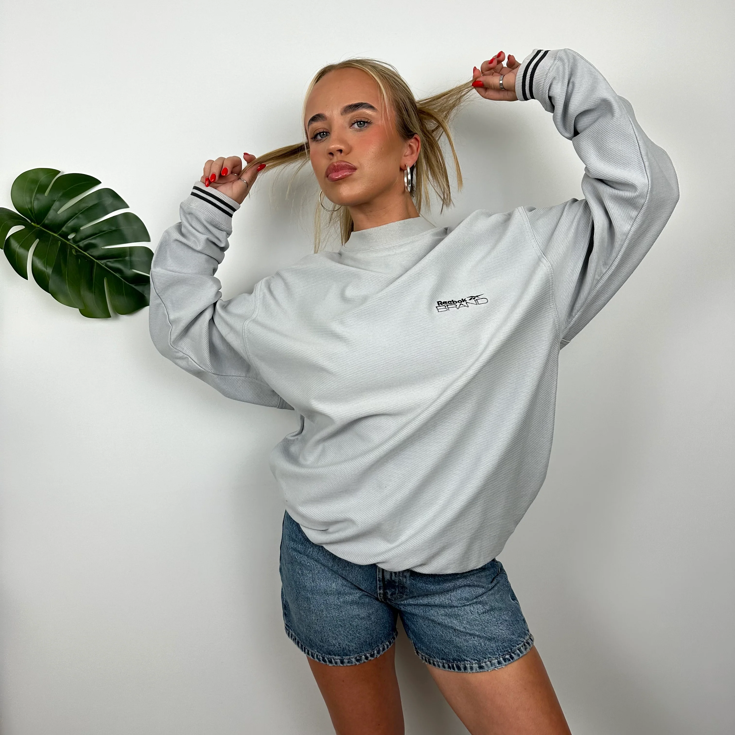 Reebok Baby Blue Embroidered Spell Out Sweatshirt (L) - Image 3