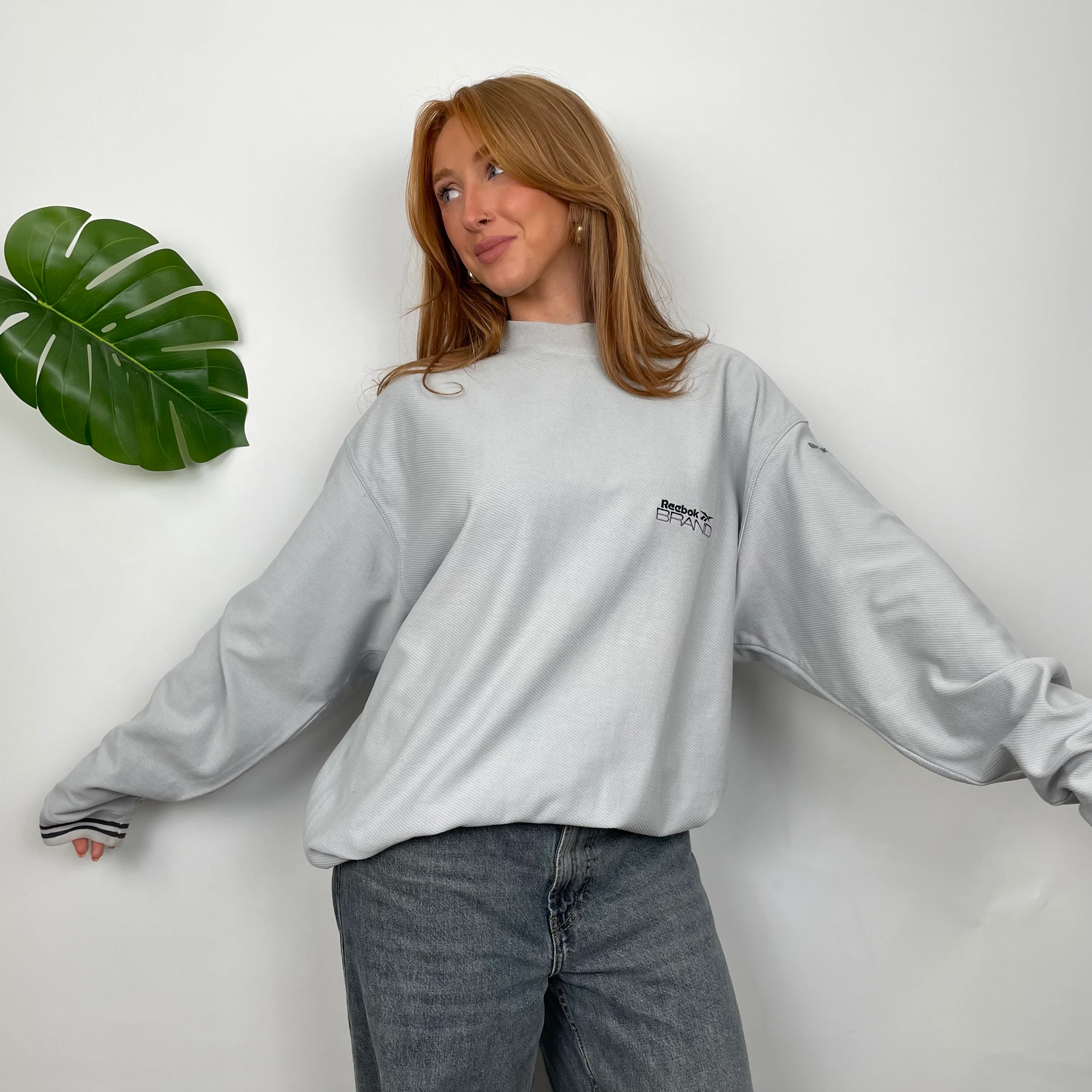 Reebok Baby Blue Embroidered Spell Out Sweatshirt (M) - Image 2
