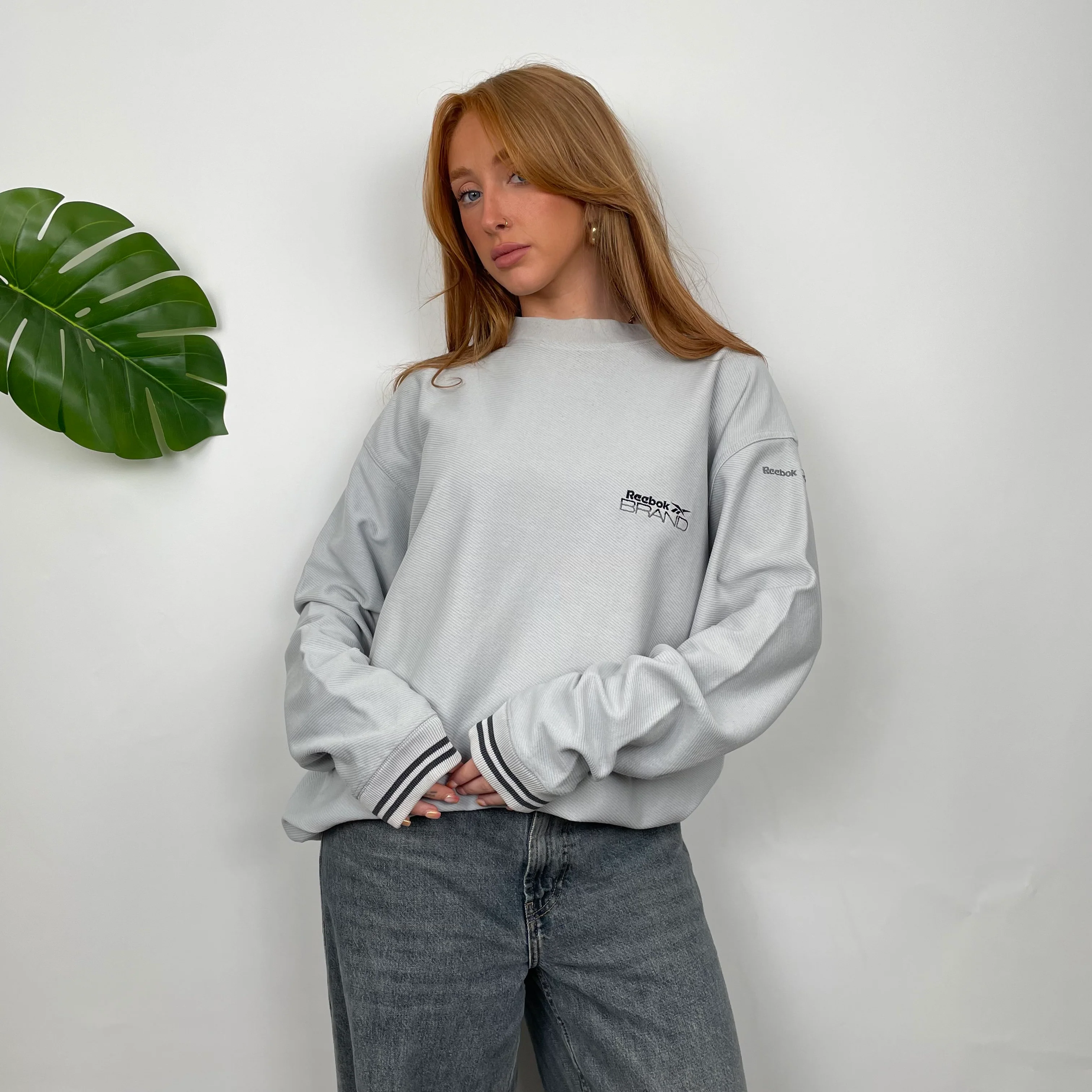 Reebok Baby Blue Embroidered Spell Out Sweatshirt (M) - Image 3