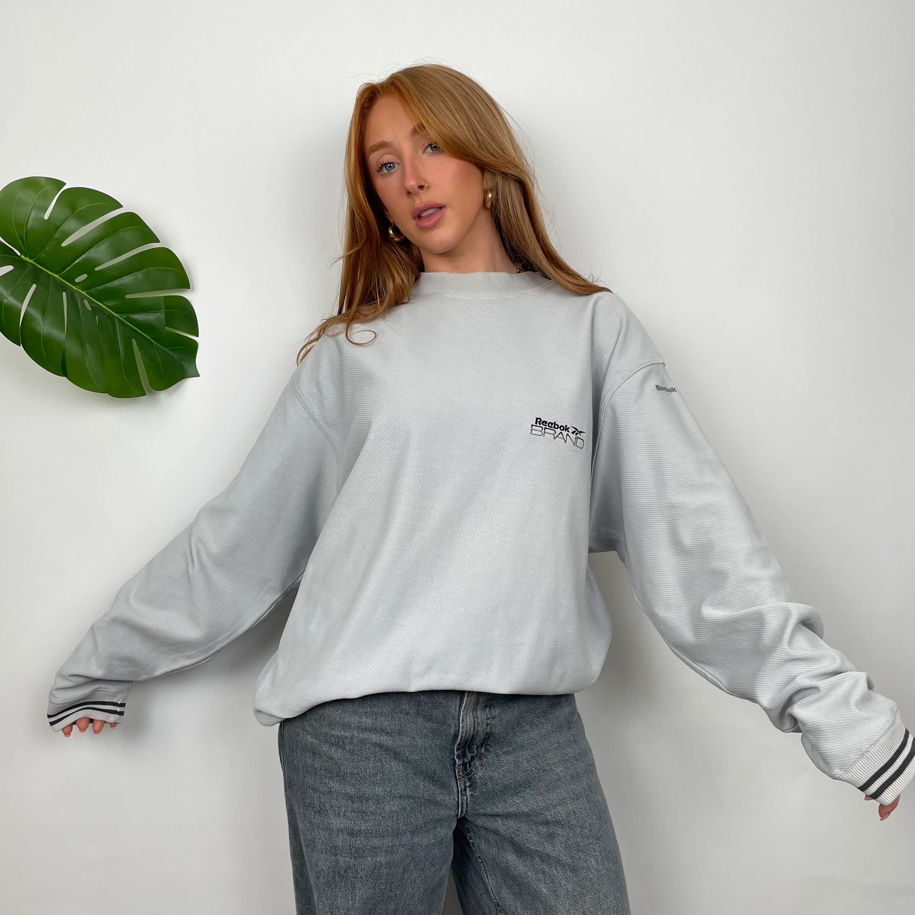 Reebok Baby Blue Embroidered Spell Out Sweatshirt (M) - Image 5