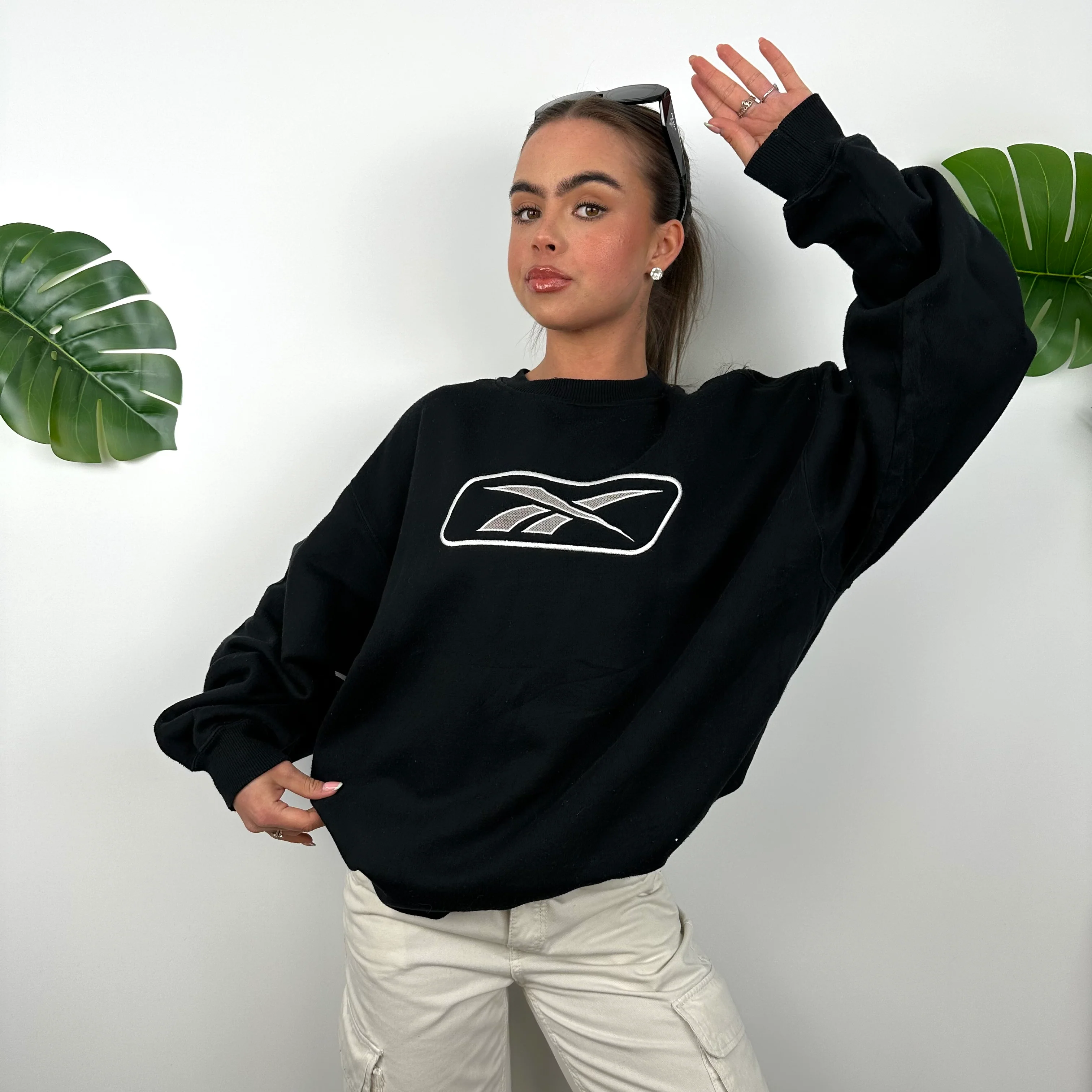 Reebok Black Embroidered Logo Sweatshirt (L) - Image 2