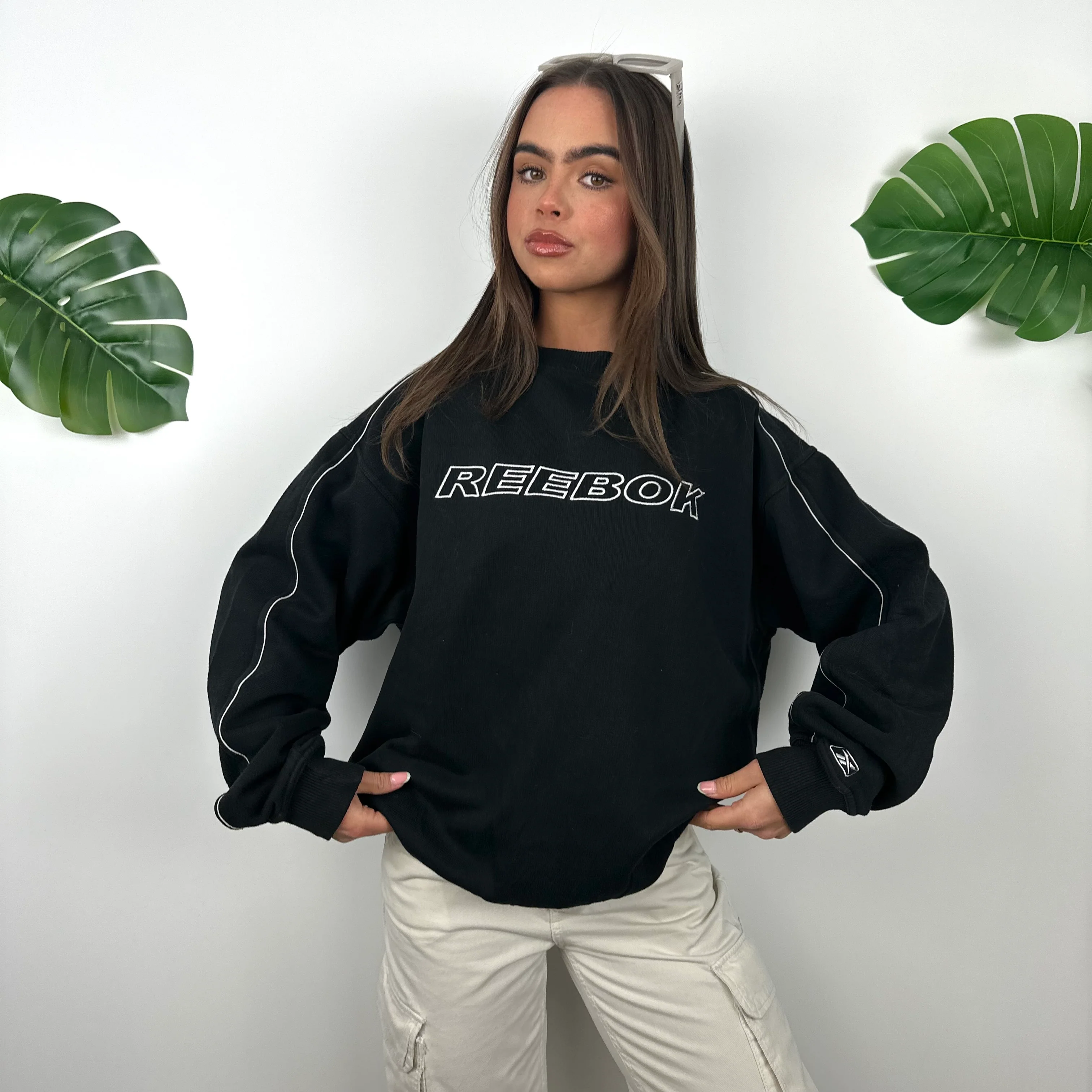 Reebok Black Embroidered Spell Out Sweatshirt (M)