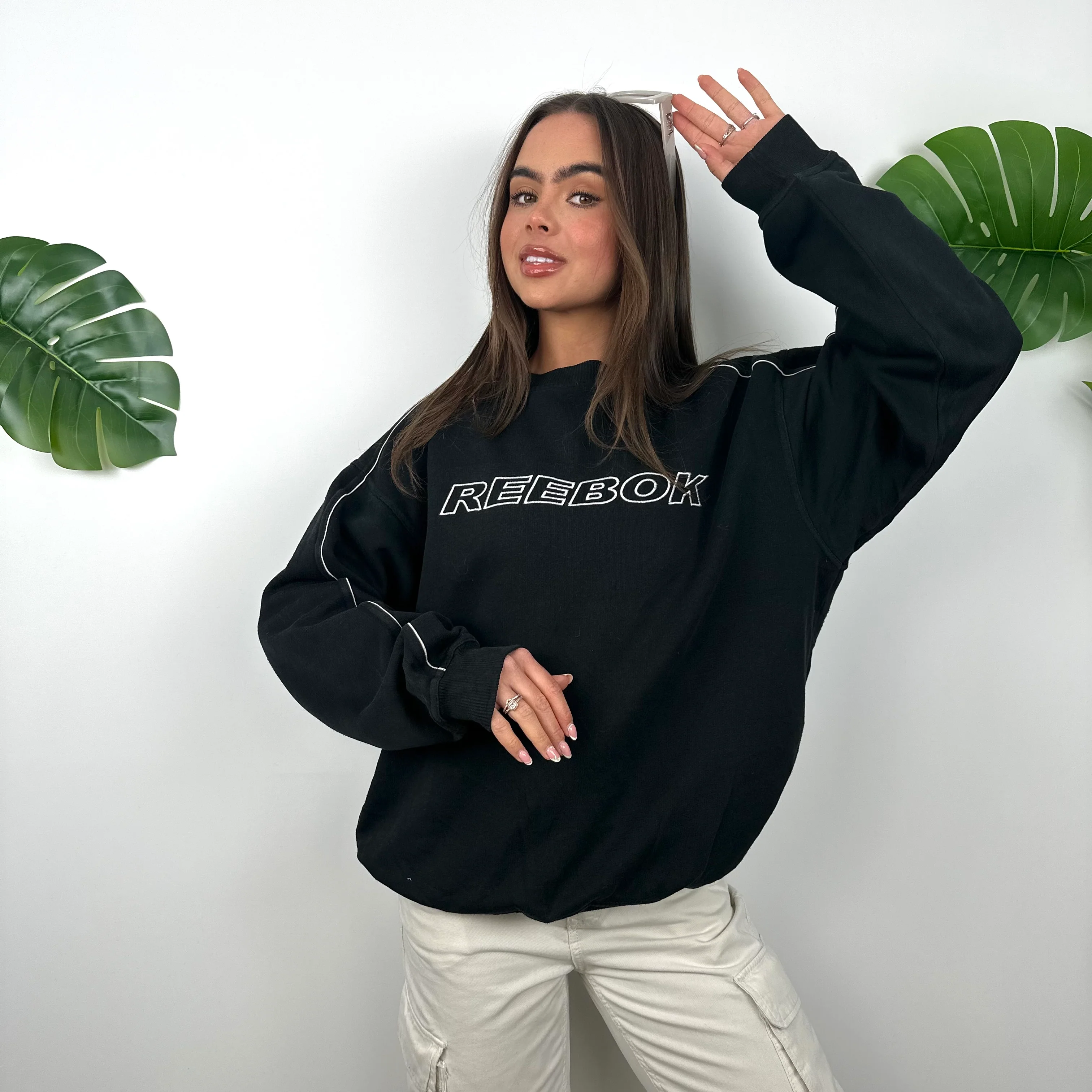 Reebok Black Embroidered Spell Out Sweatshirt (M) - Image 7