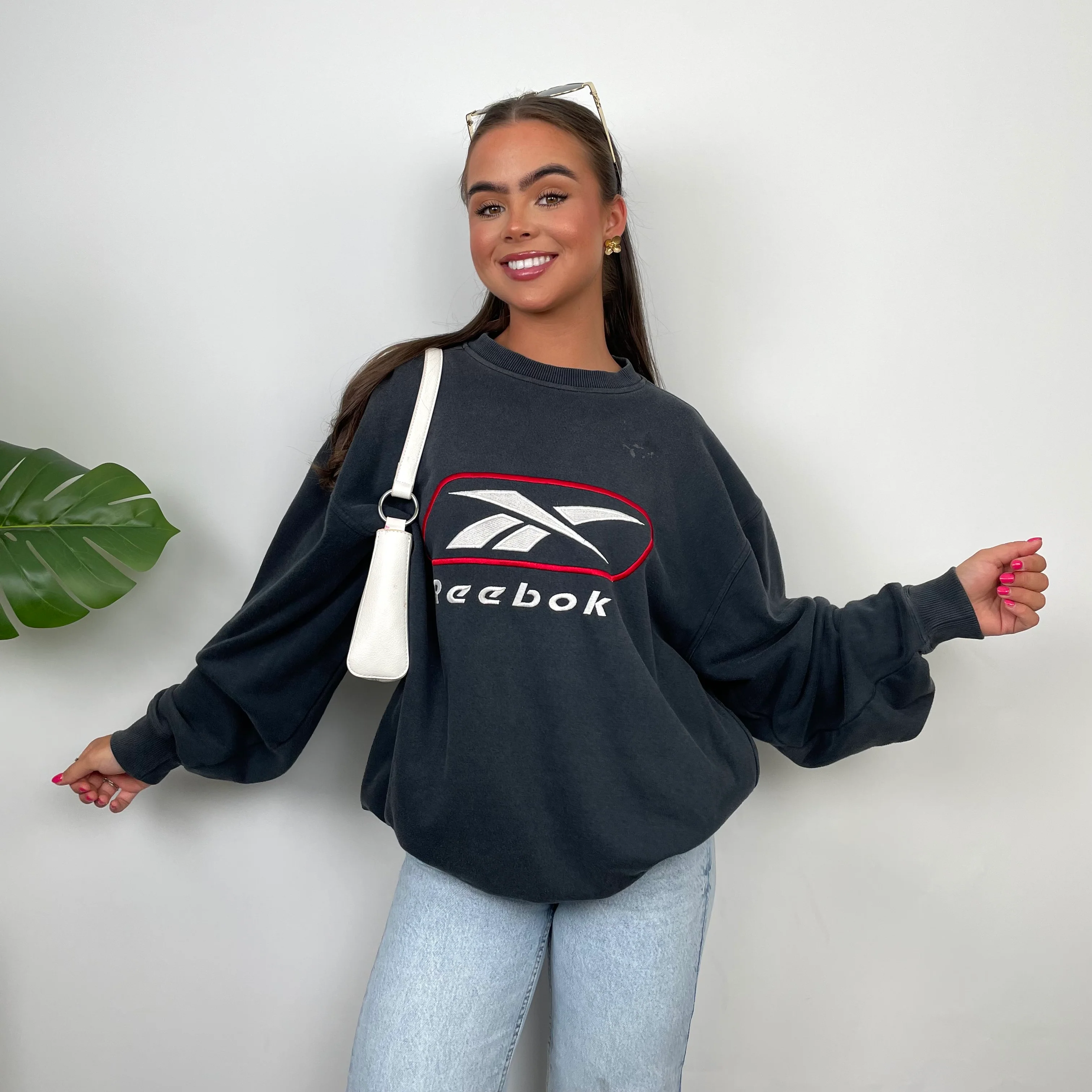 Reebok Black Embroidered Spell Out Sweatshirt (M) - Image 2