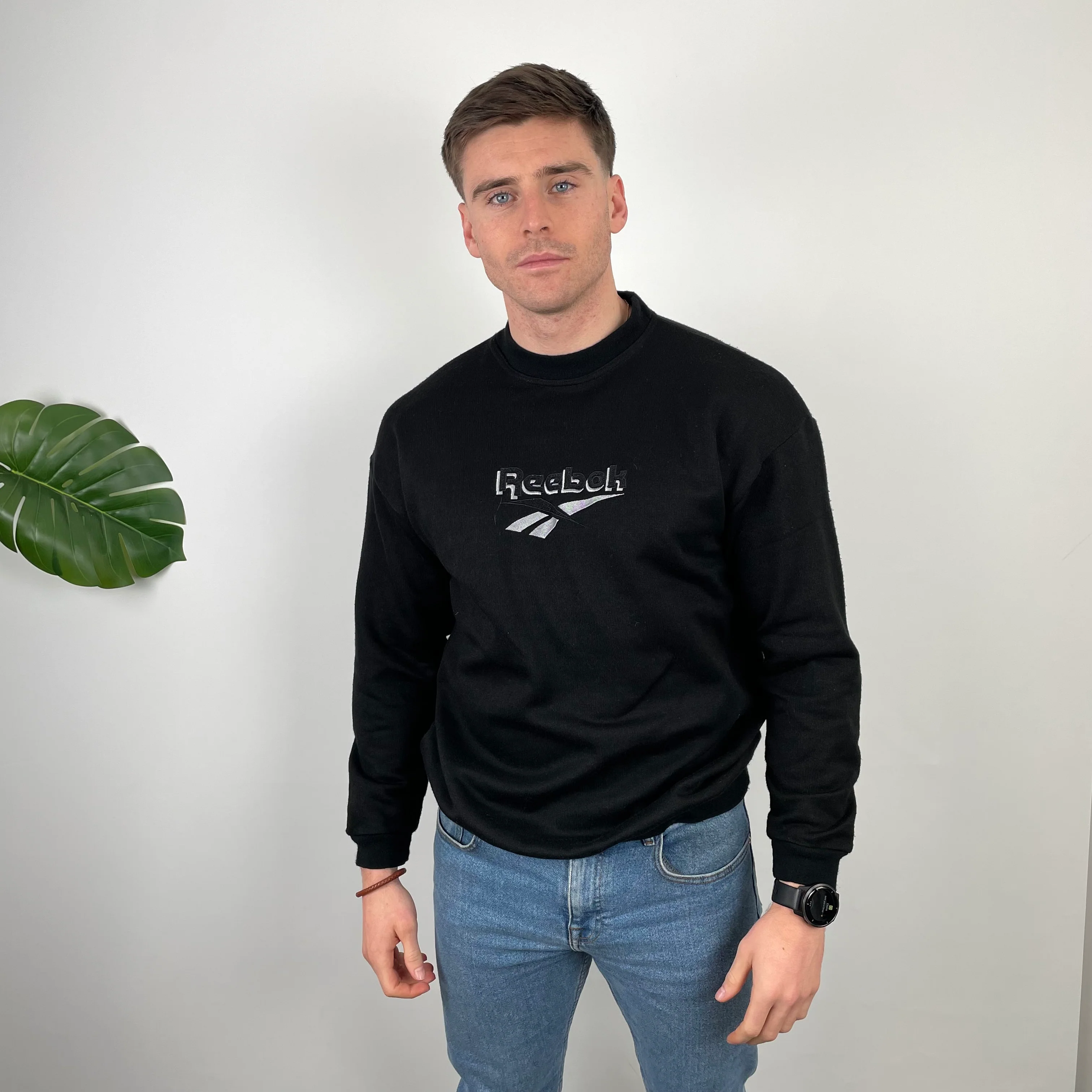 Reebok Black Embroidered Spell Out Sweatshirt (L) - Image 2