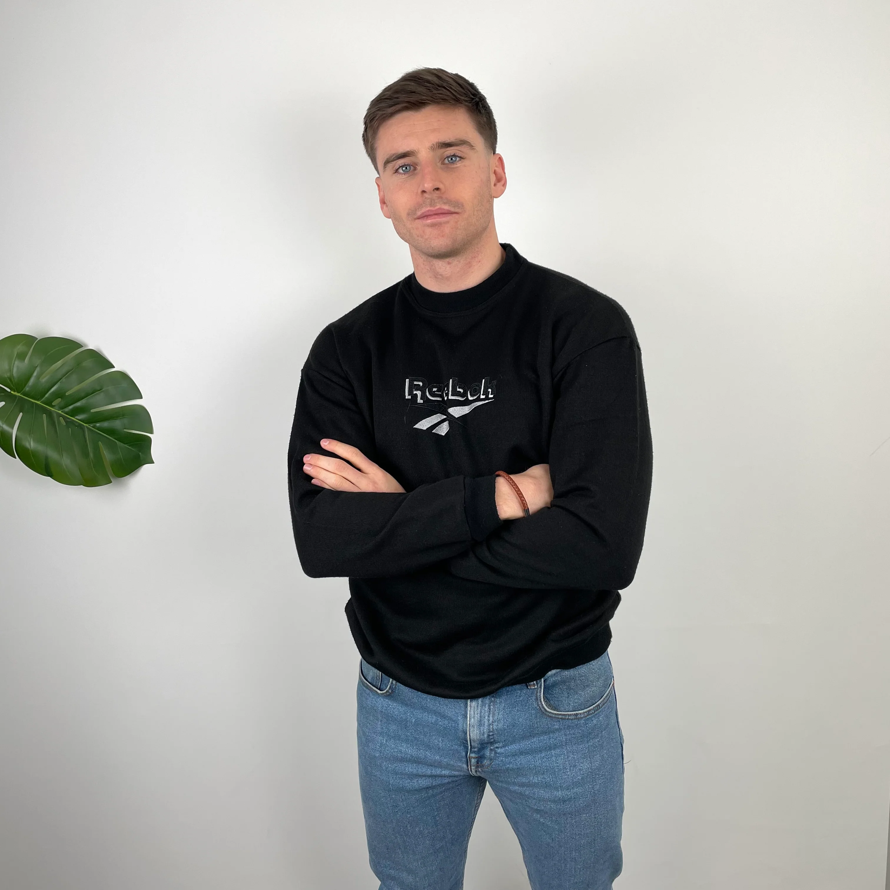 Reebok Black Embroidered Spell Out Sweatshirt (L) - Image 3