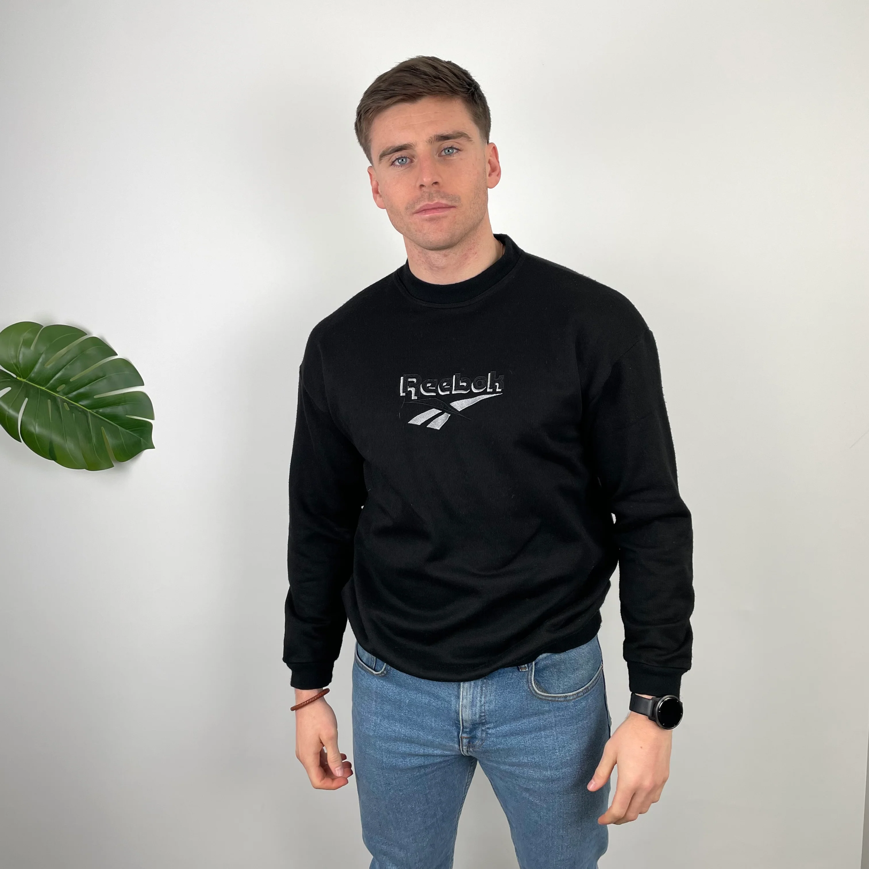 Reebok Black Embroidered Spell Out Sweatshirt (L) - Image 4