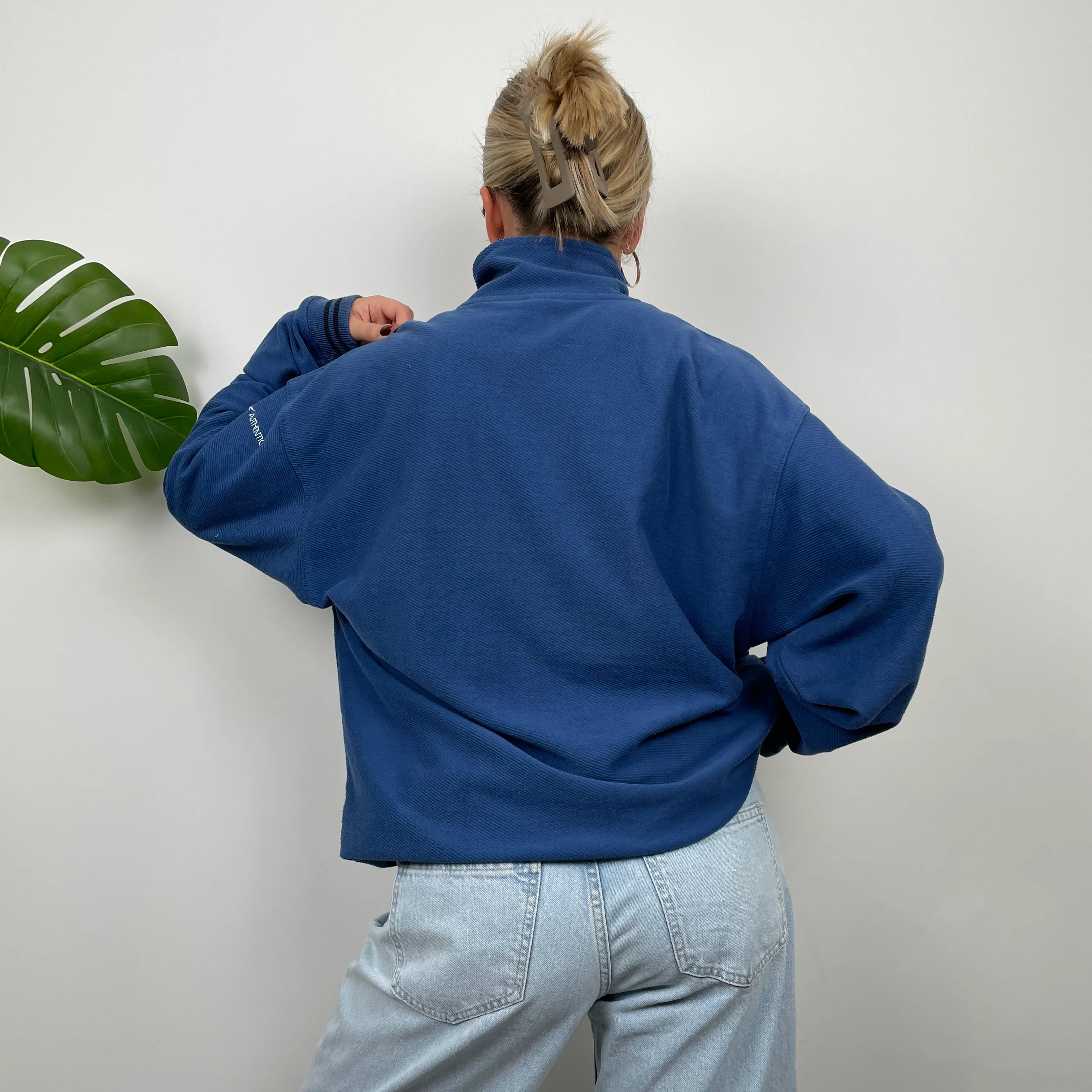 Reebok Blue Embroidered Spell Out Quarter Zip Sweatshirt (M) - Image 8